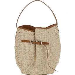 BELTED BUCKET BAG LARGE RAFFIA