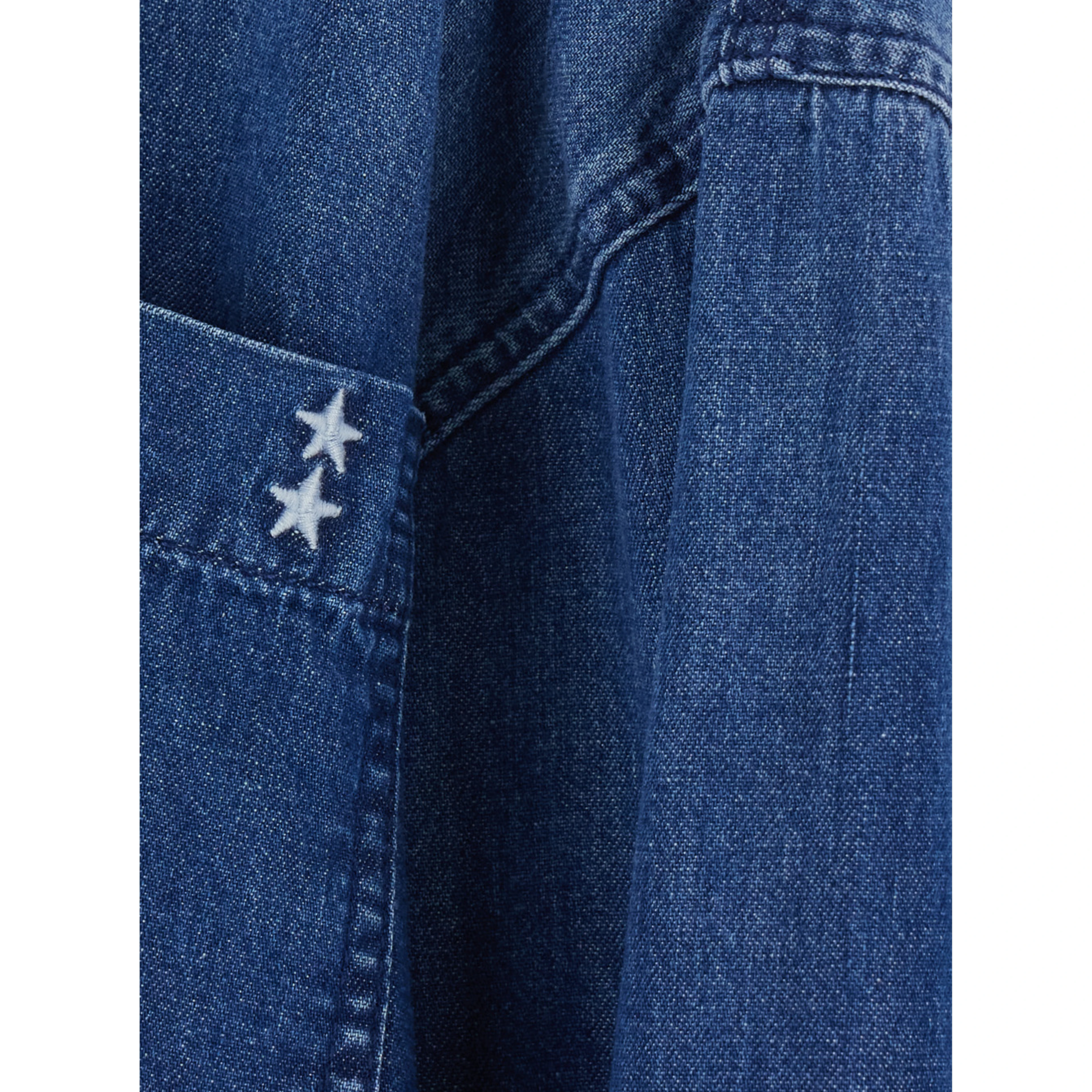 Shirt WOMAN SHIRT with Classic Collar and Long Sleeves in Blue Cotton for Women