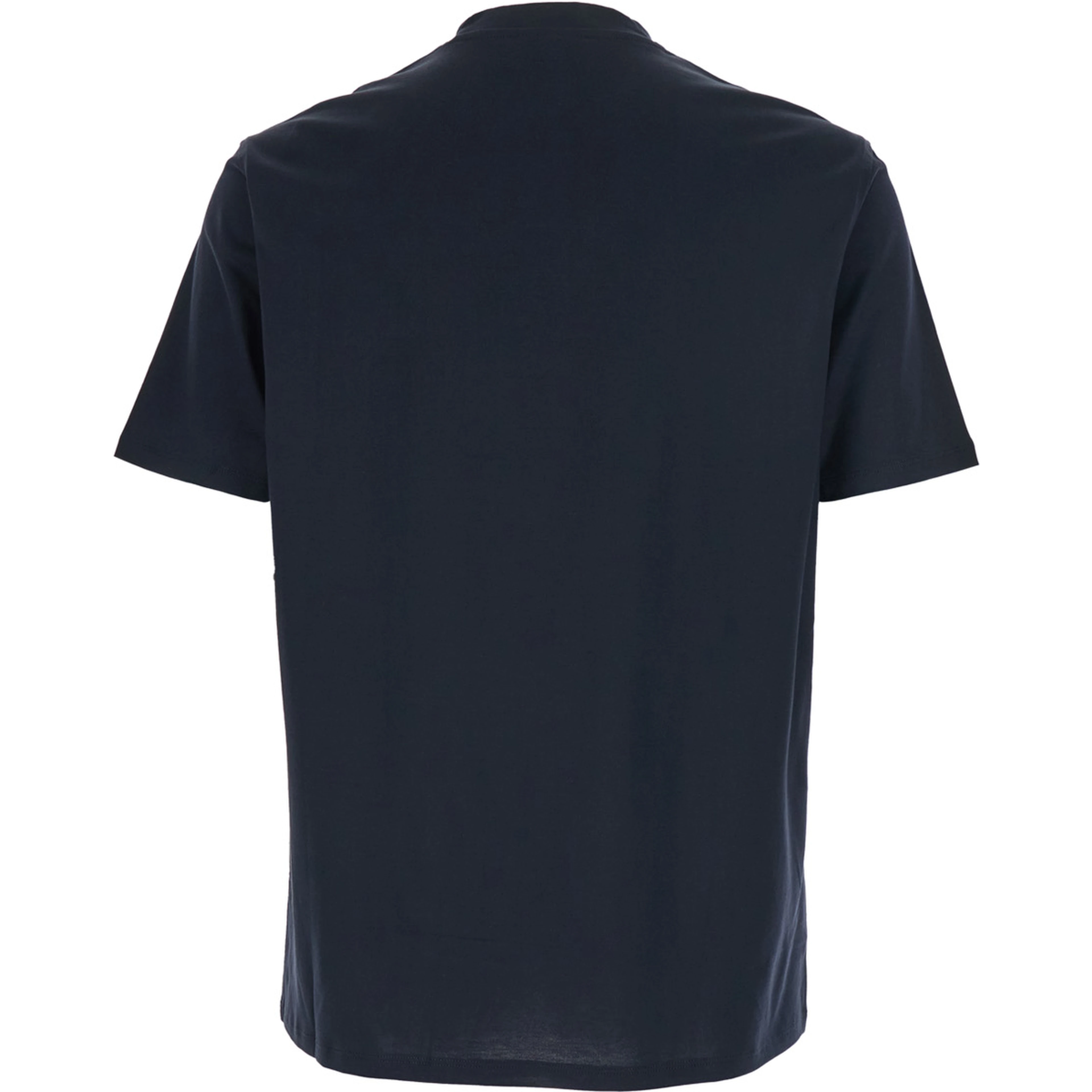 Blue Crew Neck T-Shirt with Logo Embroidery in Cotton for Men