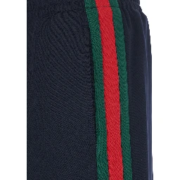Blue Pants with Elastic Waist and Drawstring and Web Detail on the Side in Tech Fabric for Men
