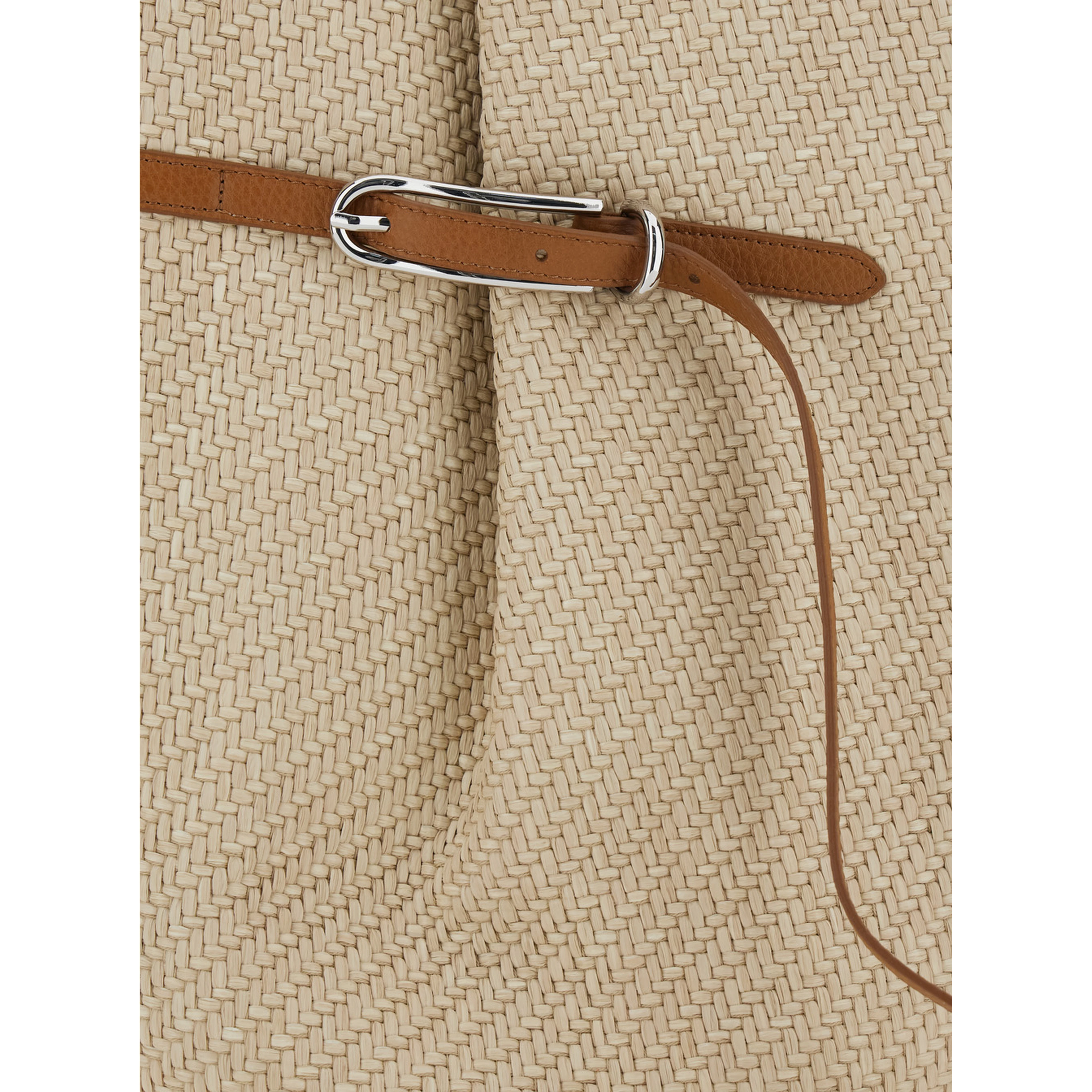 BELTED BUCKET BAG LARGE RAFFIA