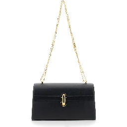 Shoulder Bag CHAIN SYMMETRY with Smooth Black Leather Chain Detail for Women