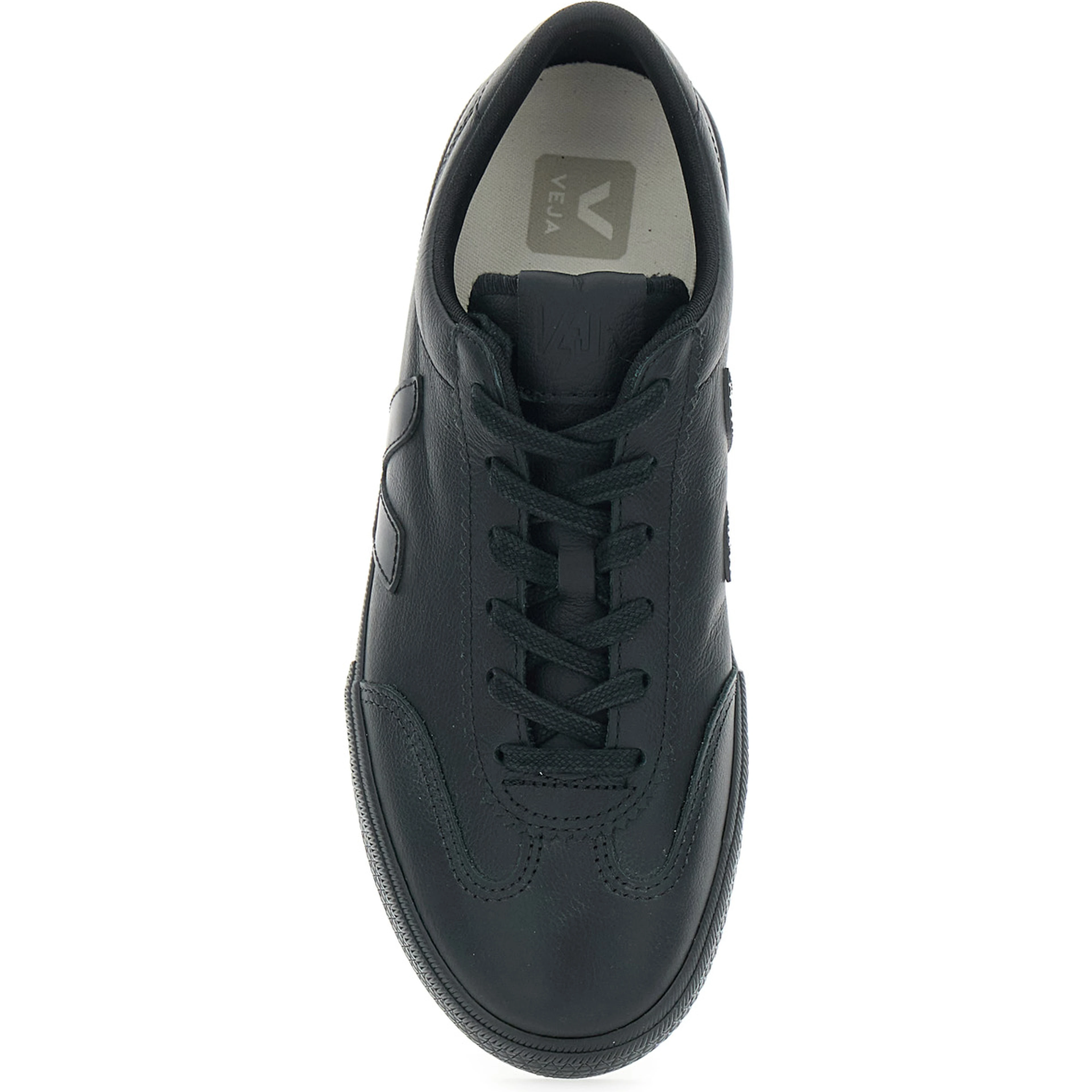 Volley Black Low Top Sneakers with Embossed Logo on the Side and Logo Lettering on the Rear in Leather Unisex
