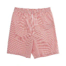 Red Shorts with All over Checkered Print in Cotton Baby