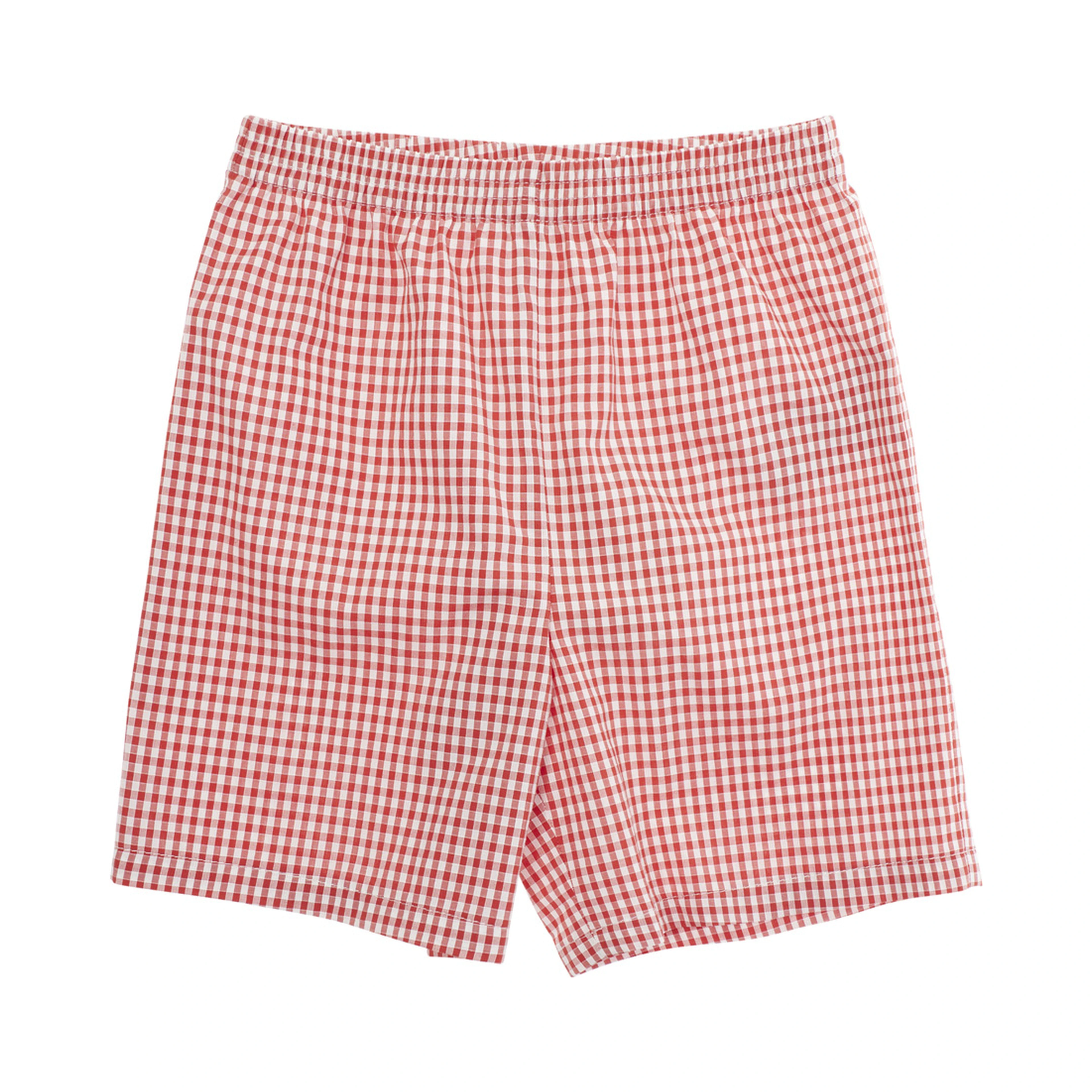 Red Shorts with All over Checkered Print in Cotton Baby
