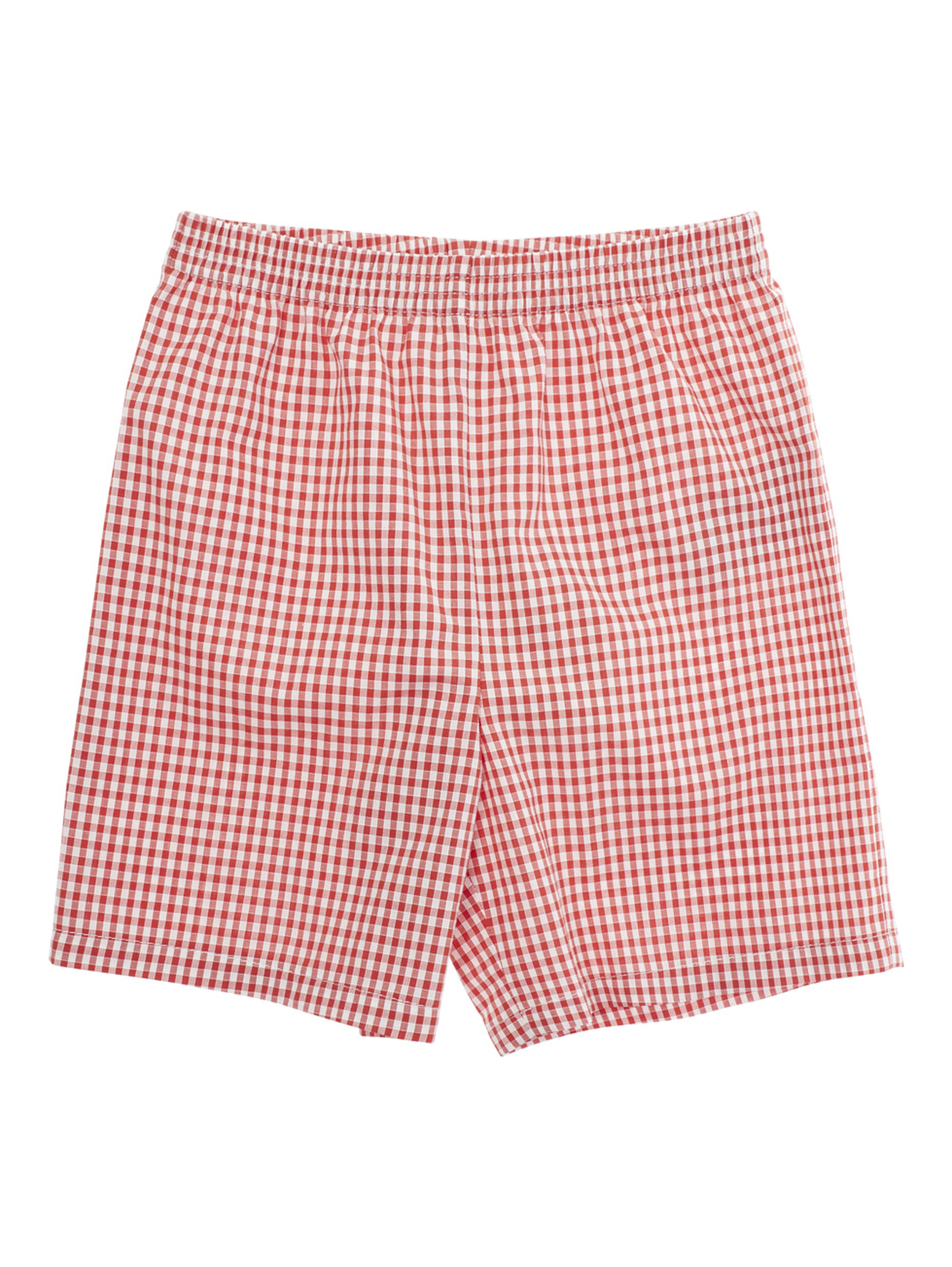 Red Shorts with All over Checkered Print in Cotton Baby
