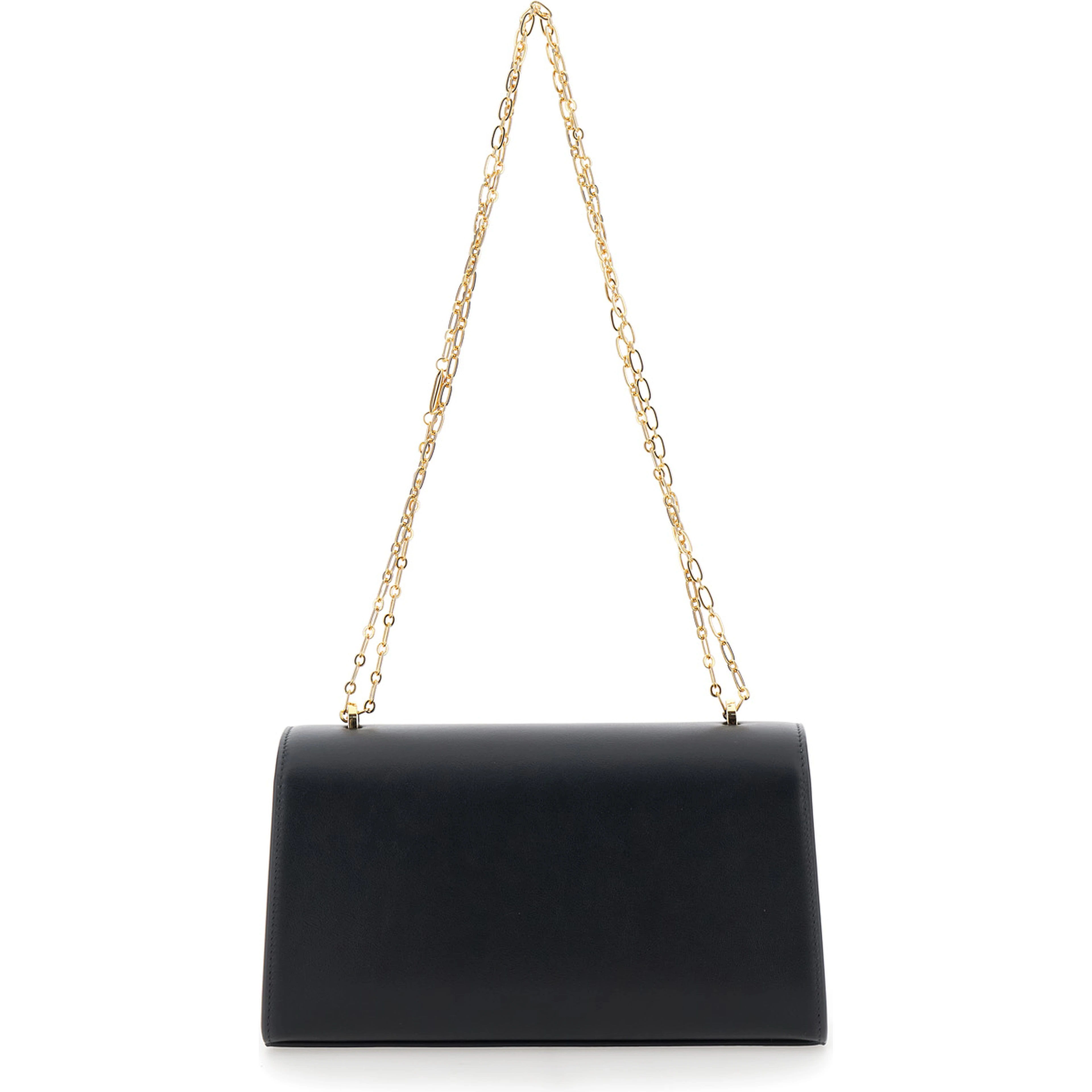 Shoulder Bag CHAIN SYMMETRY with Smooth Black Leather Chain Detail for Women