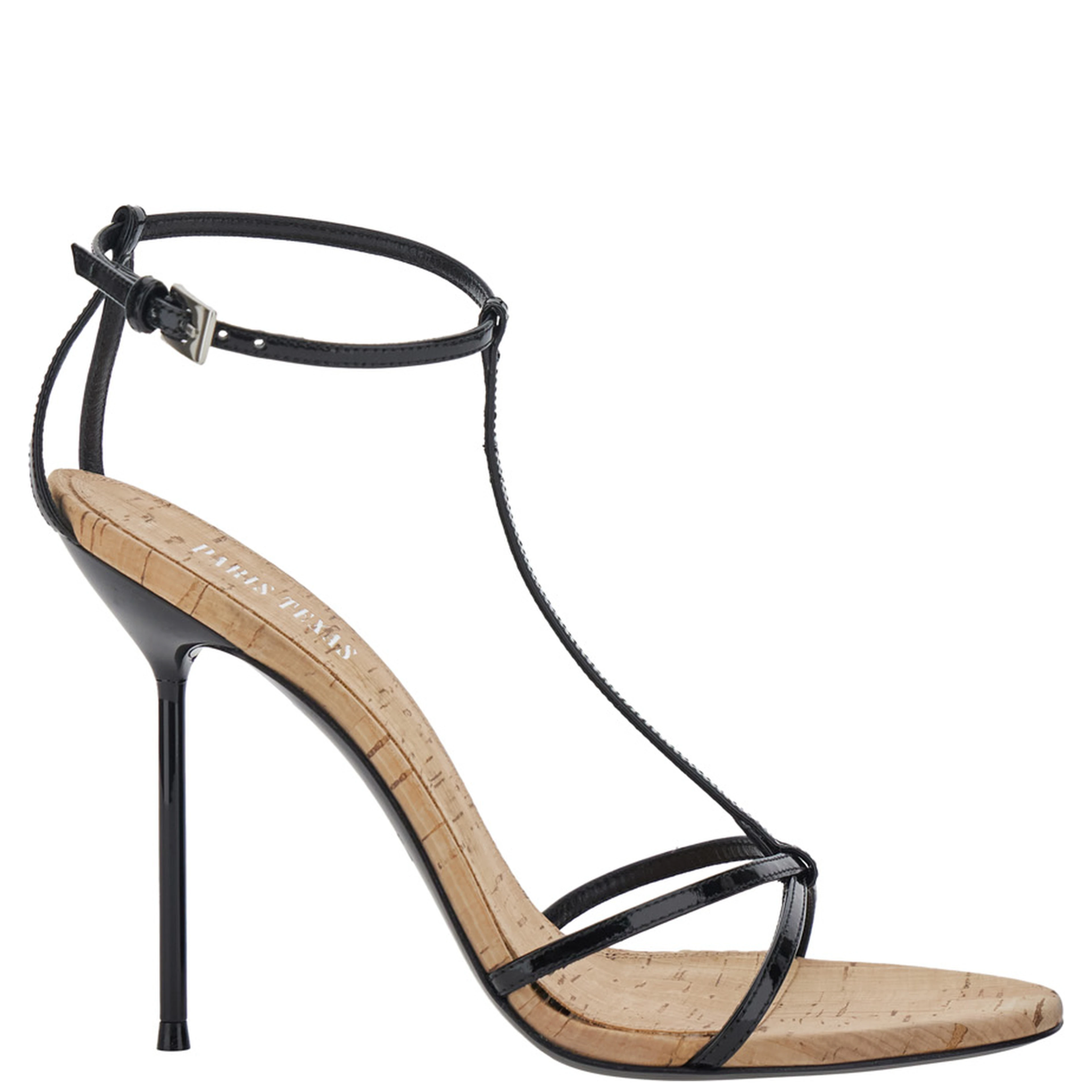 Lidia Black High Heel Sandals with Adjustable Strap in Leather Women