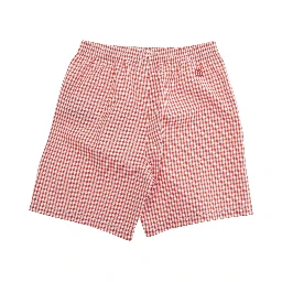 Red Shorts with All over Checkered Print in Cotton Baby