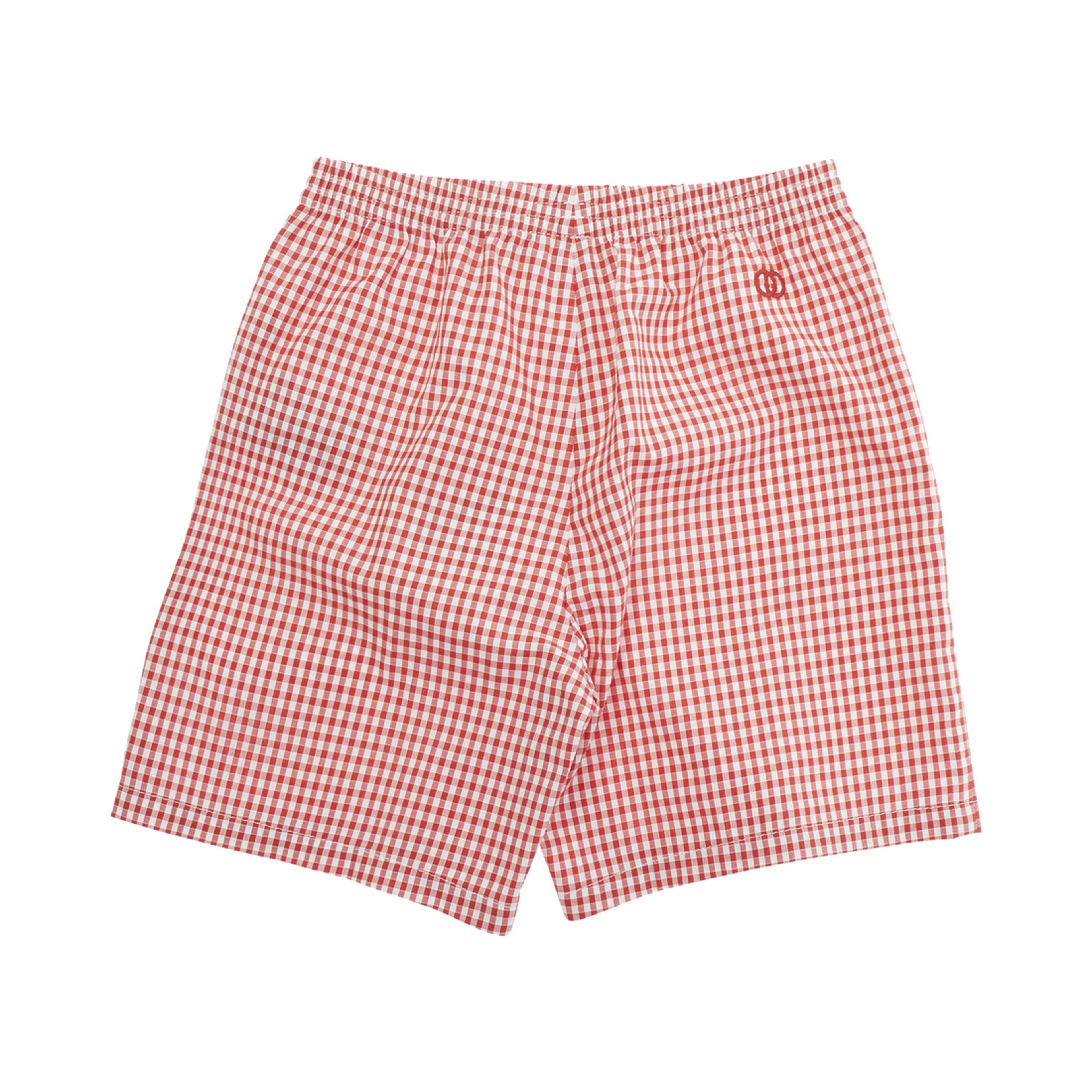 Red Shorts with All over Checkered Print in Cotton Baby