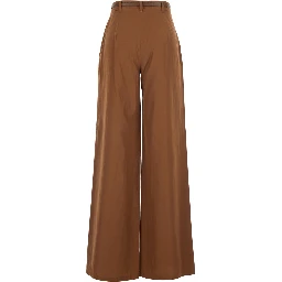 Farea Brown Pants with Adjustable Waistband in Cotton Woman
