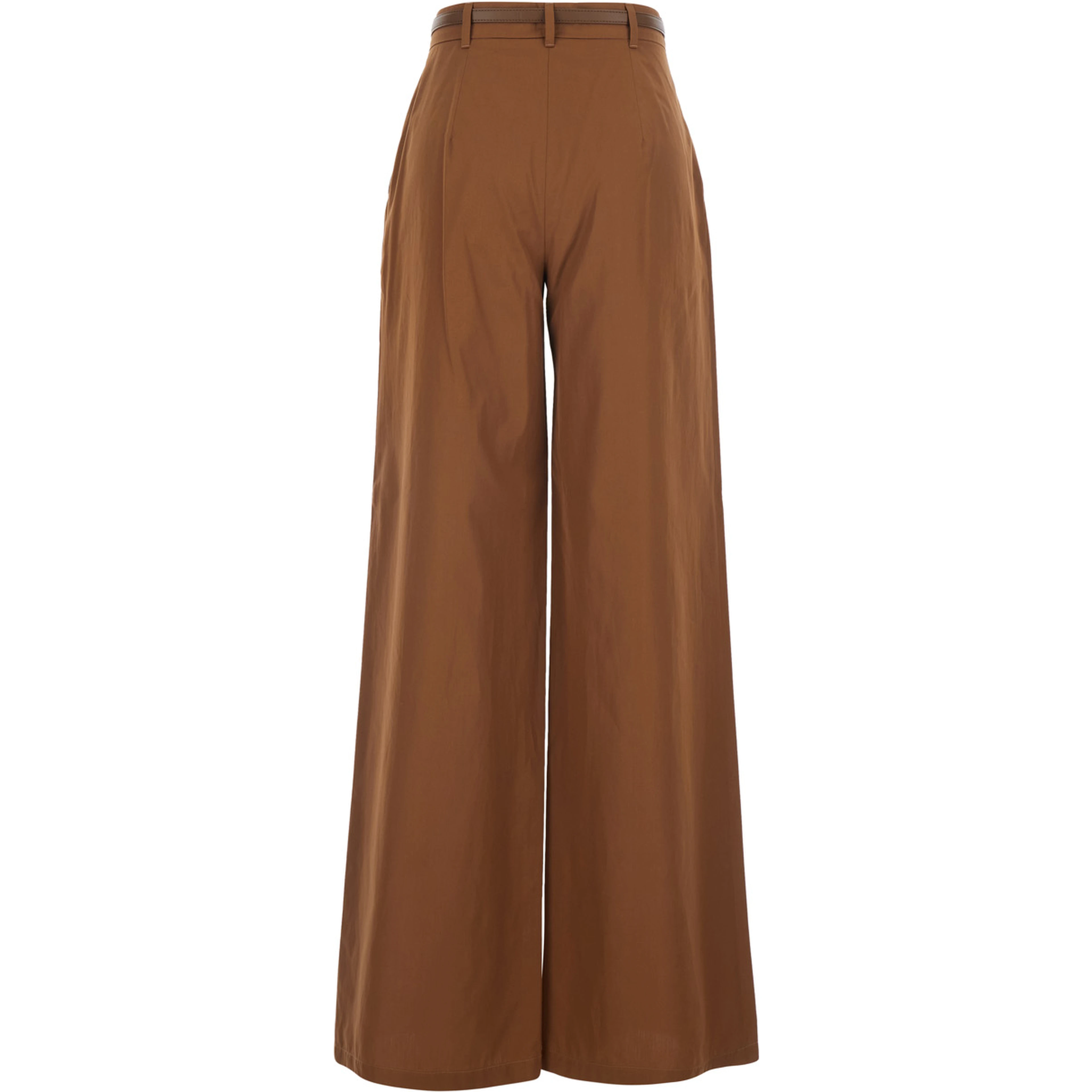Farea Brown Pants with Adjustable Waistband in Cotton Woman