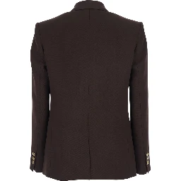 Brown Double-breasted Jacket with Peak Revers in Stretch Viscose for Women