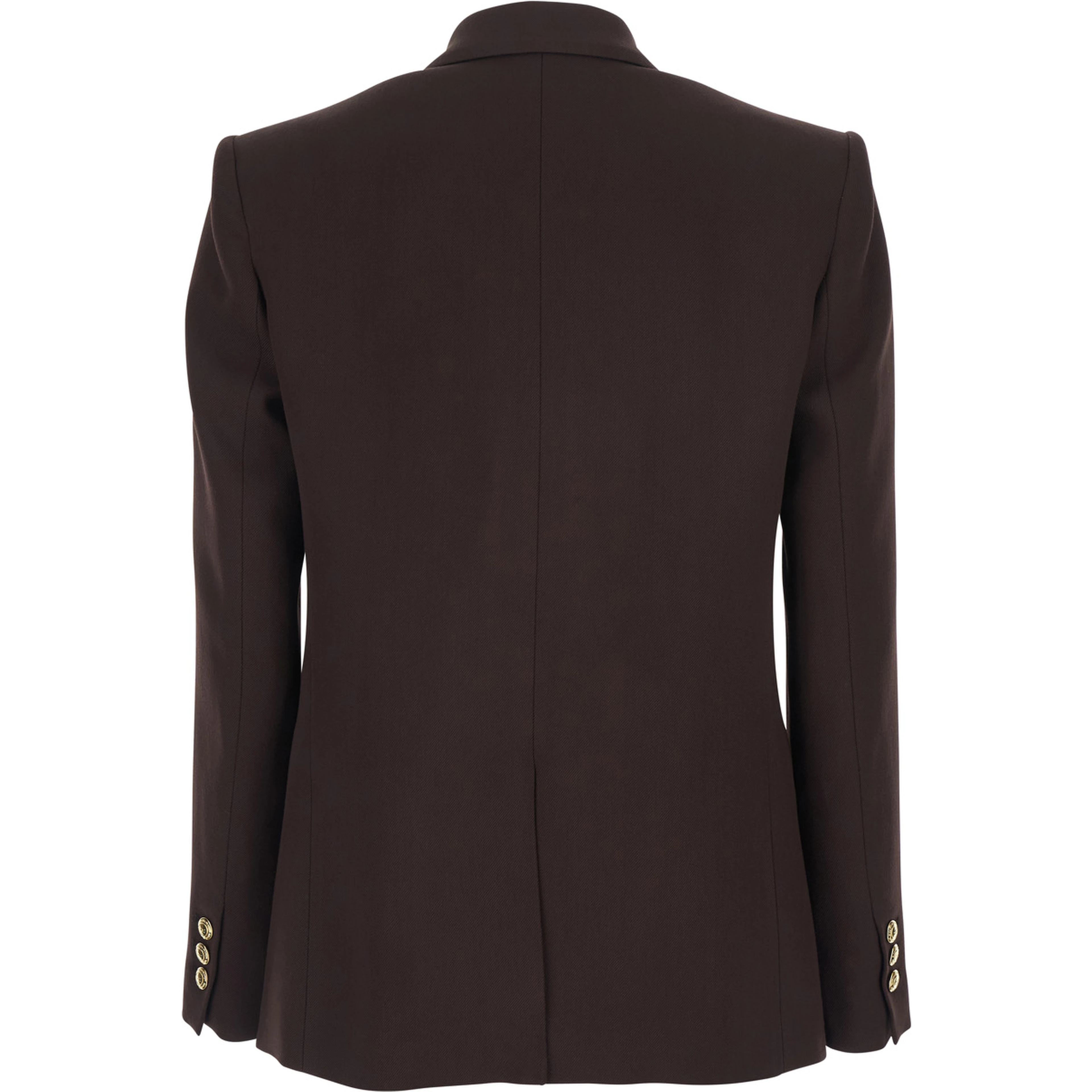 Brown Double-breasted Jacket with Peak Revers in Stretch Viscose for Women