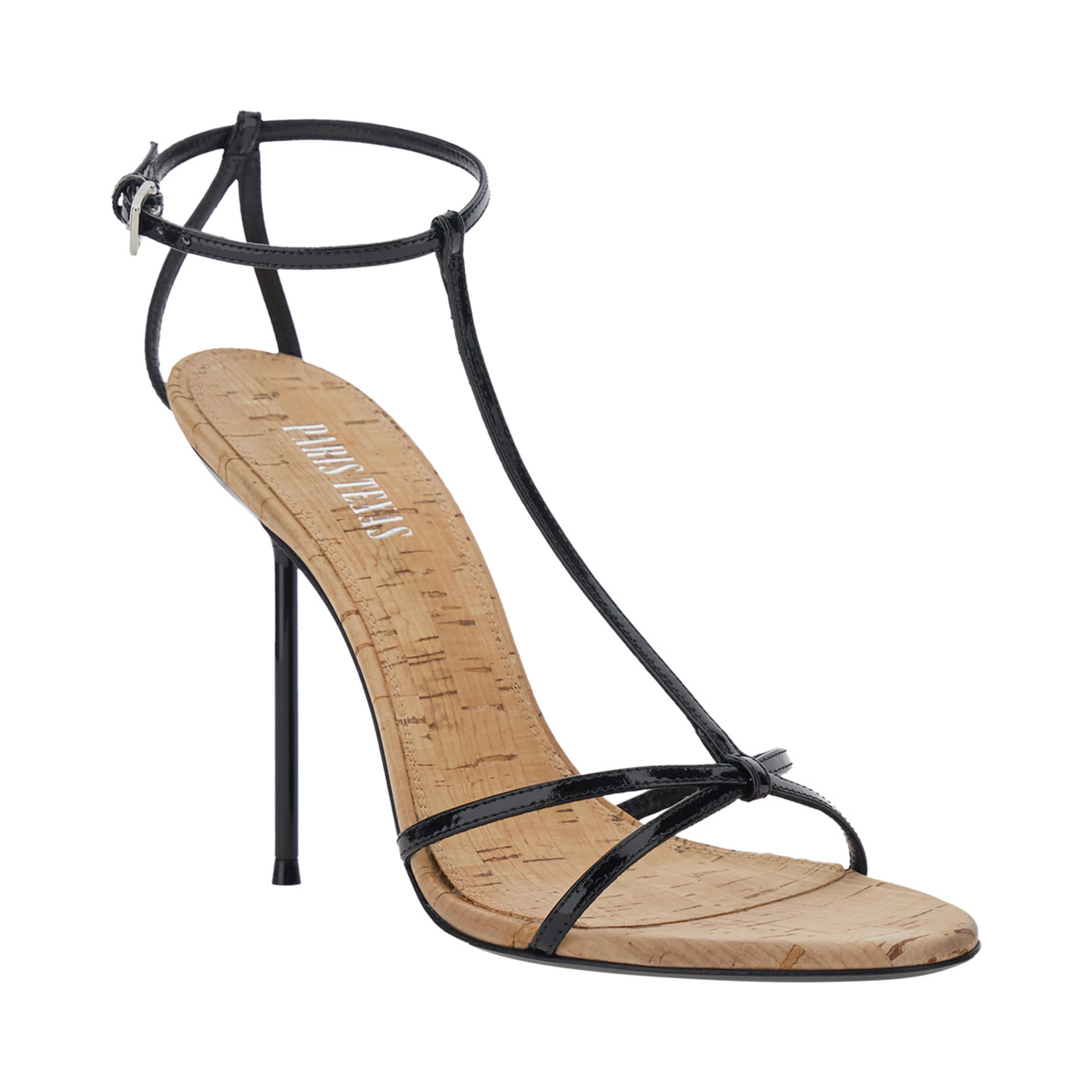 Lidia Black High Heel Sandals with Adjustable Strap in Leather Women