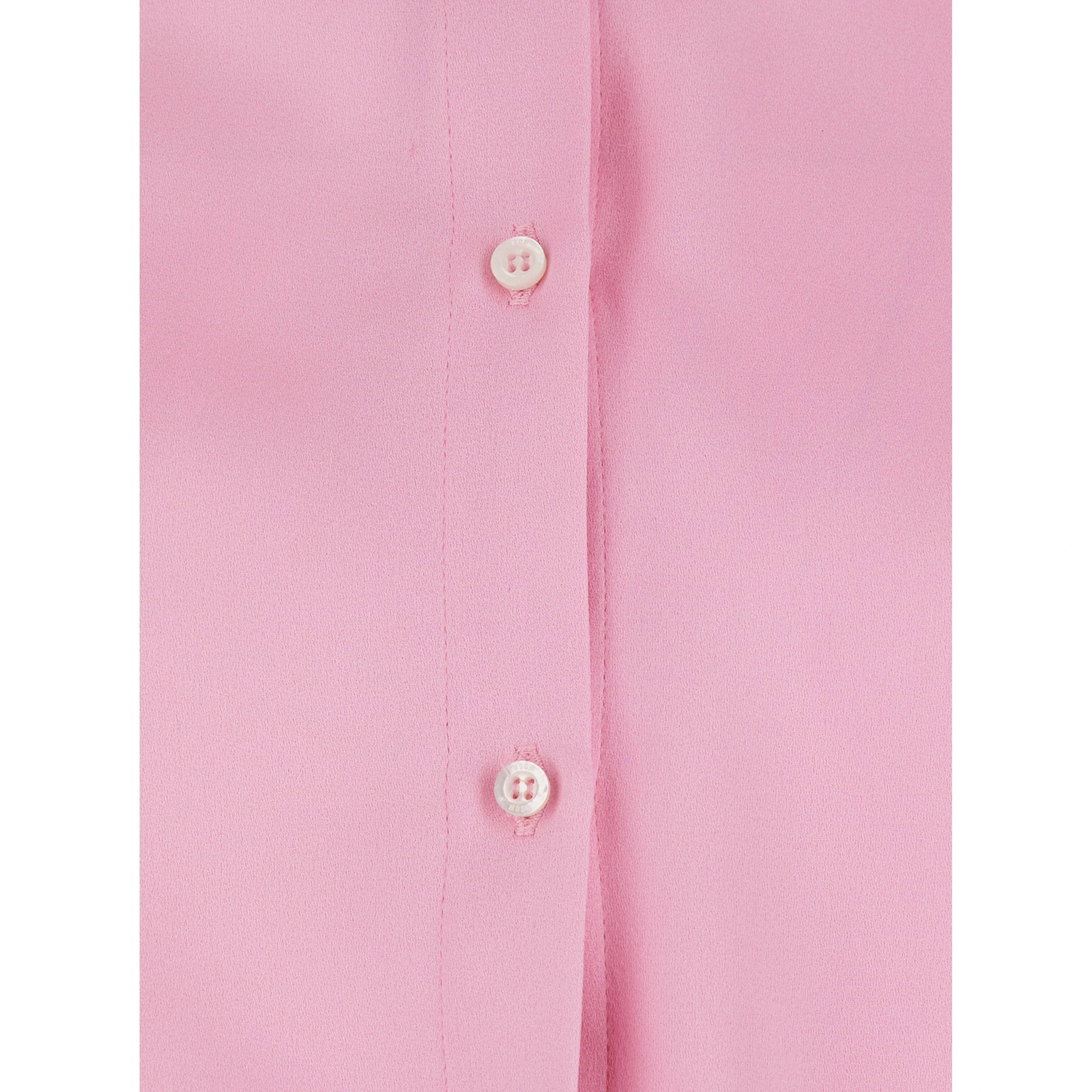 Pink Long Dress with Classic Collar and Adjustable Drawstring at Waist in Acetate Woman
