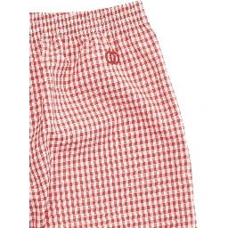 Red Shorts with All over Checkered Print in Cotton Baby