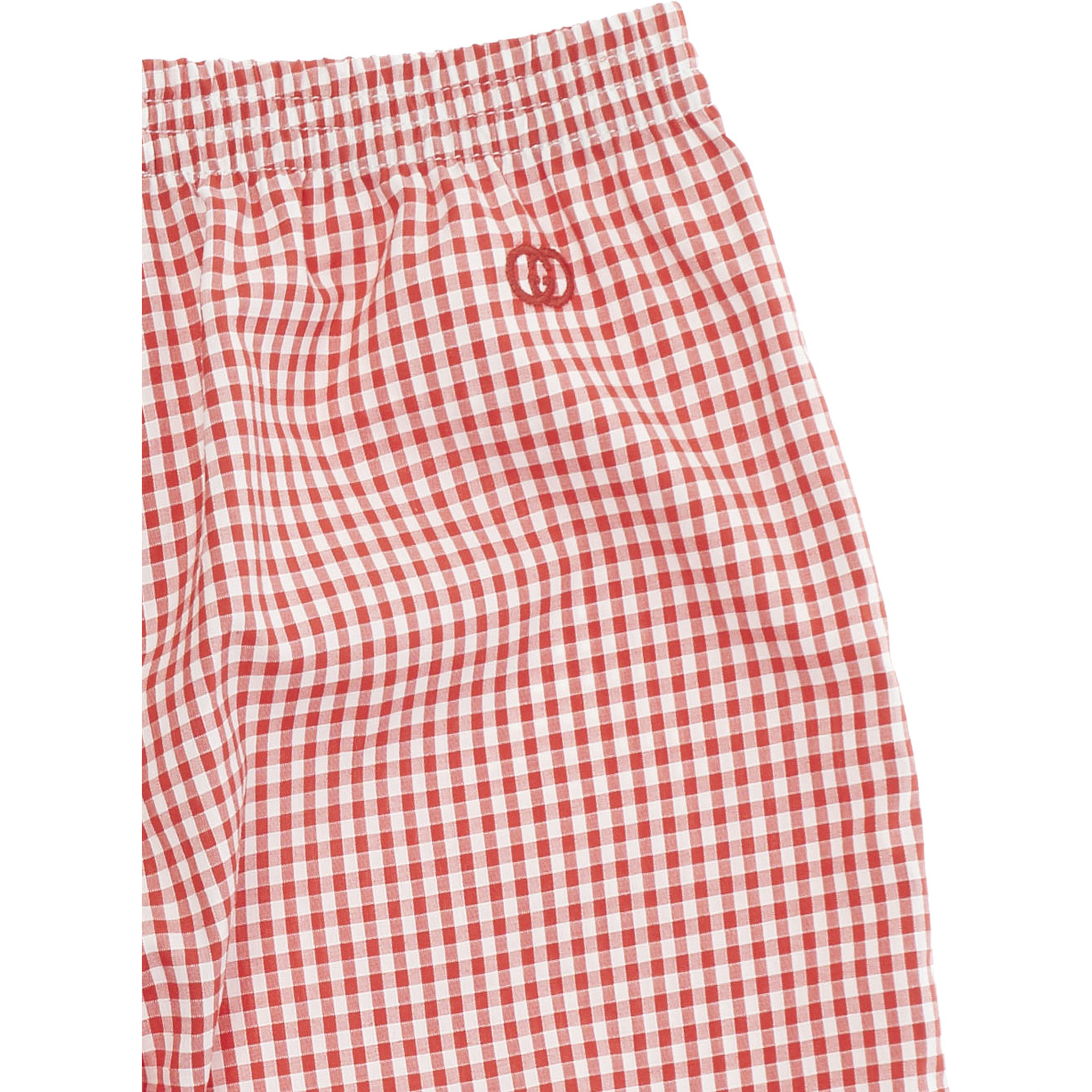 Red Shorts with All over Checkered Print in Cotton Baby