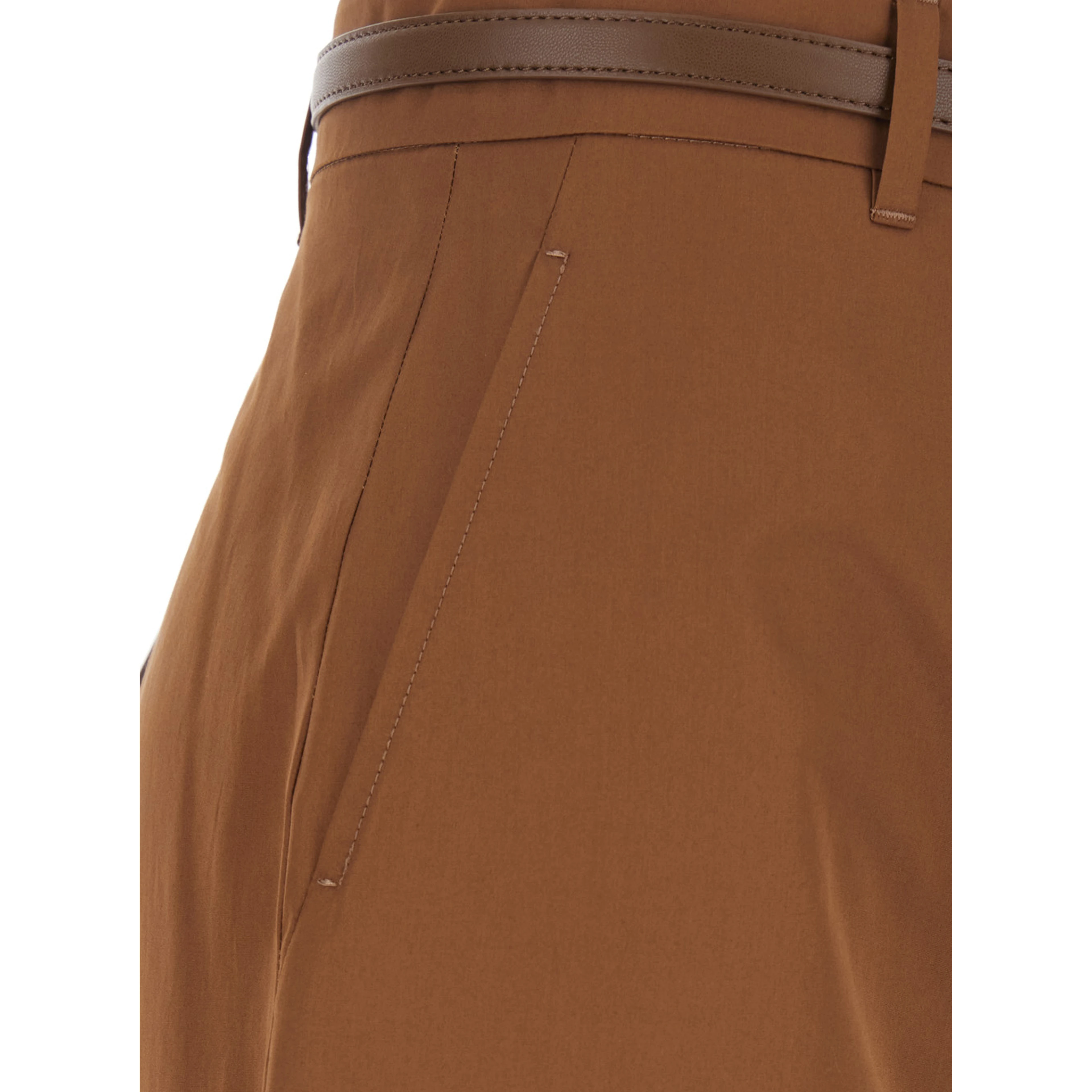 Farea Brown Pants with Adjustable Waistband in Cotton Woman