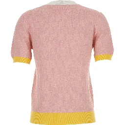 Pink Crew Neck T-shirt with All-Over FF Motif in Cotton Woman