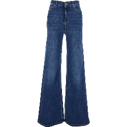 Five-pocket design jeans with faded effect in blue denim for women