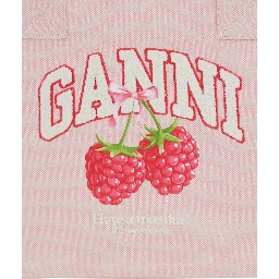 Trapeze Medium Pink Tote bag with logo lettering and print on the front in cotton for women
