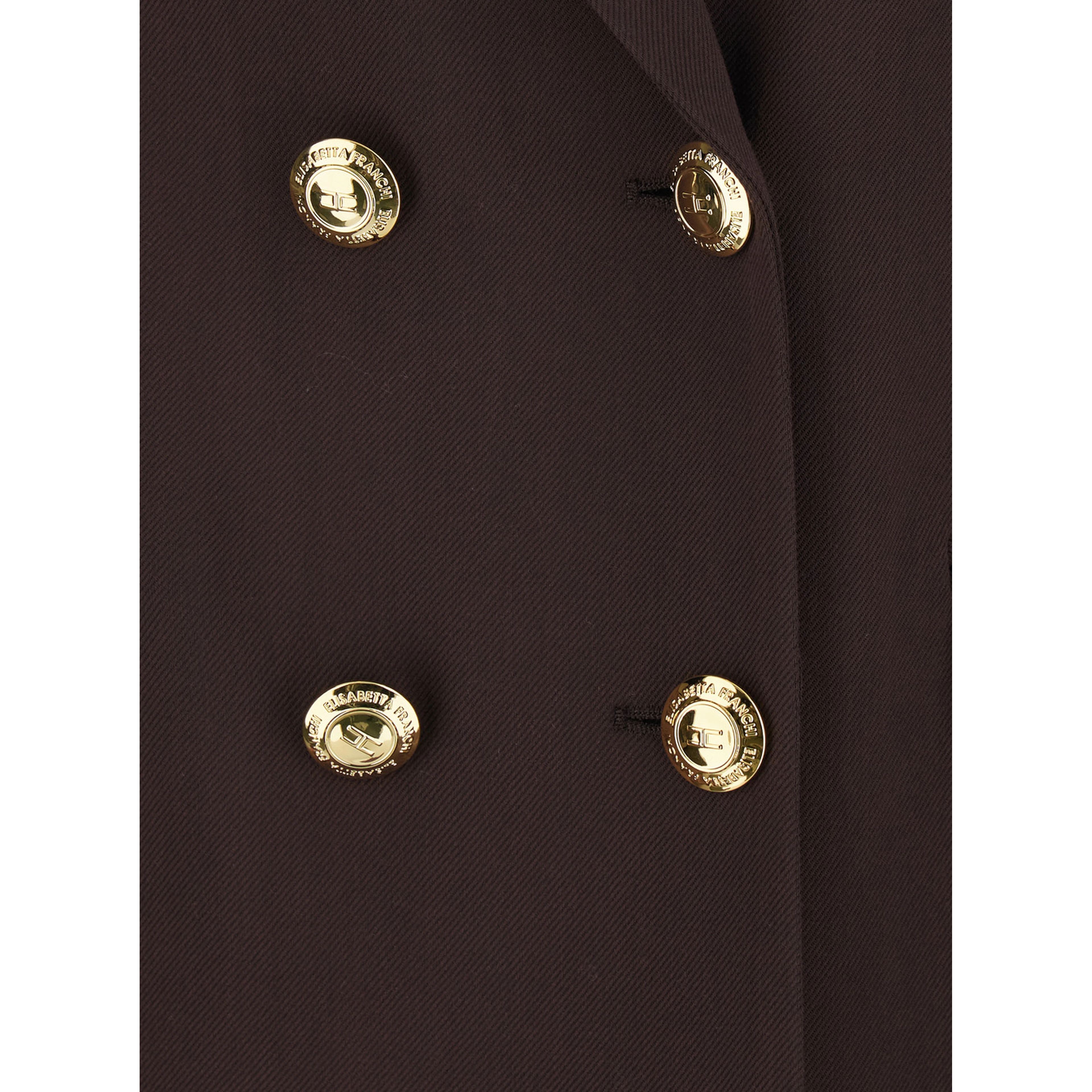 Brown Double-breasted Jacket with Peak Revers in Stretch Viscose for Women