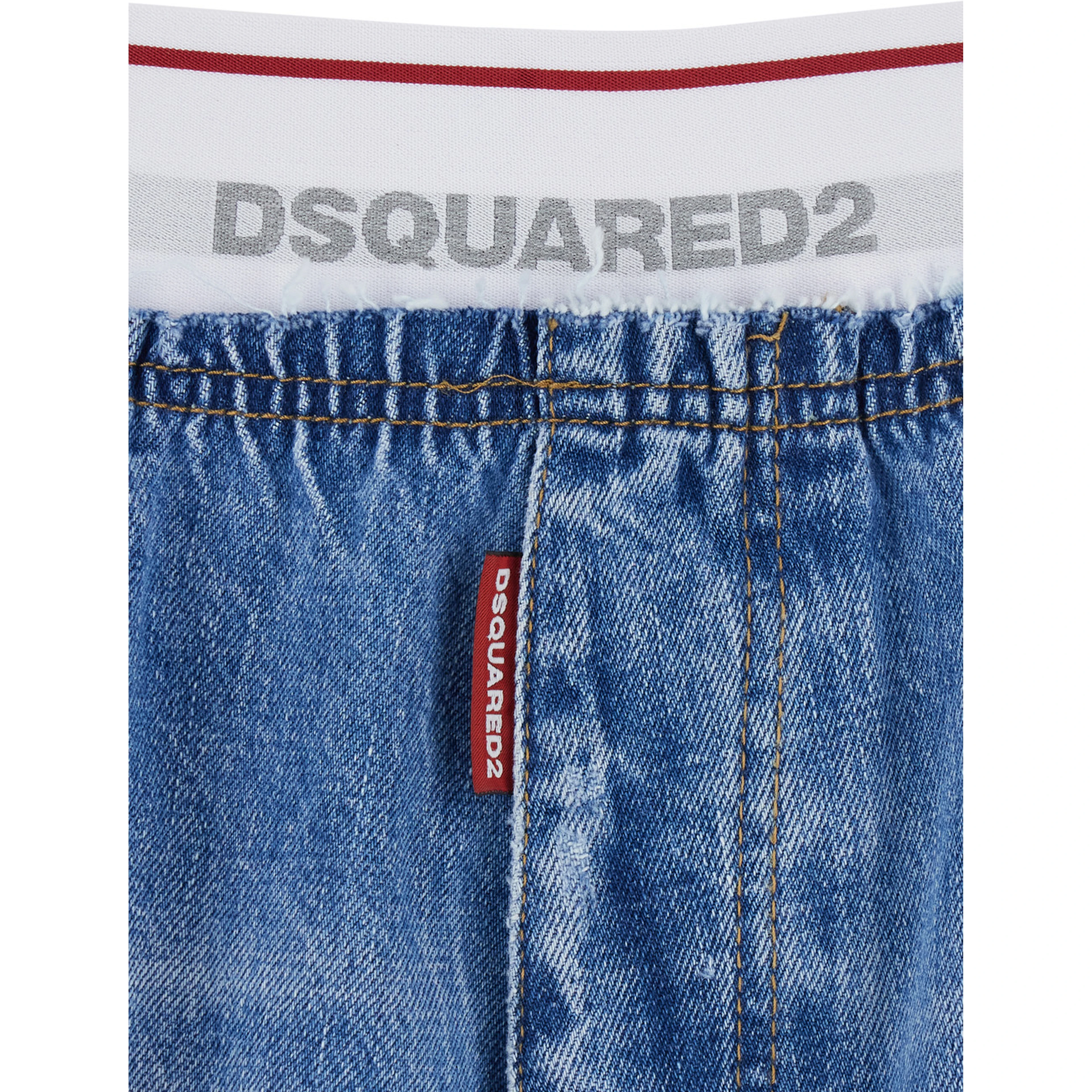 Blue Shorts with Elastic Waist with Logo Lettering and Five-Pocket Design in Denim Men