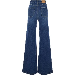 Five-pocket design jeans with faded effect in blue denim for women