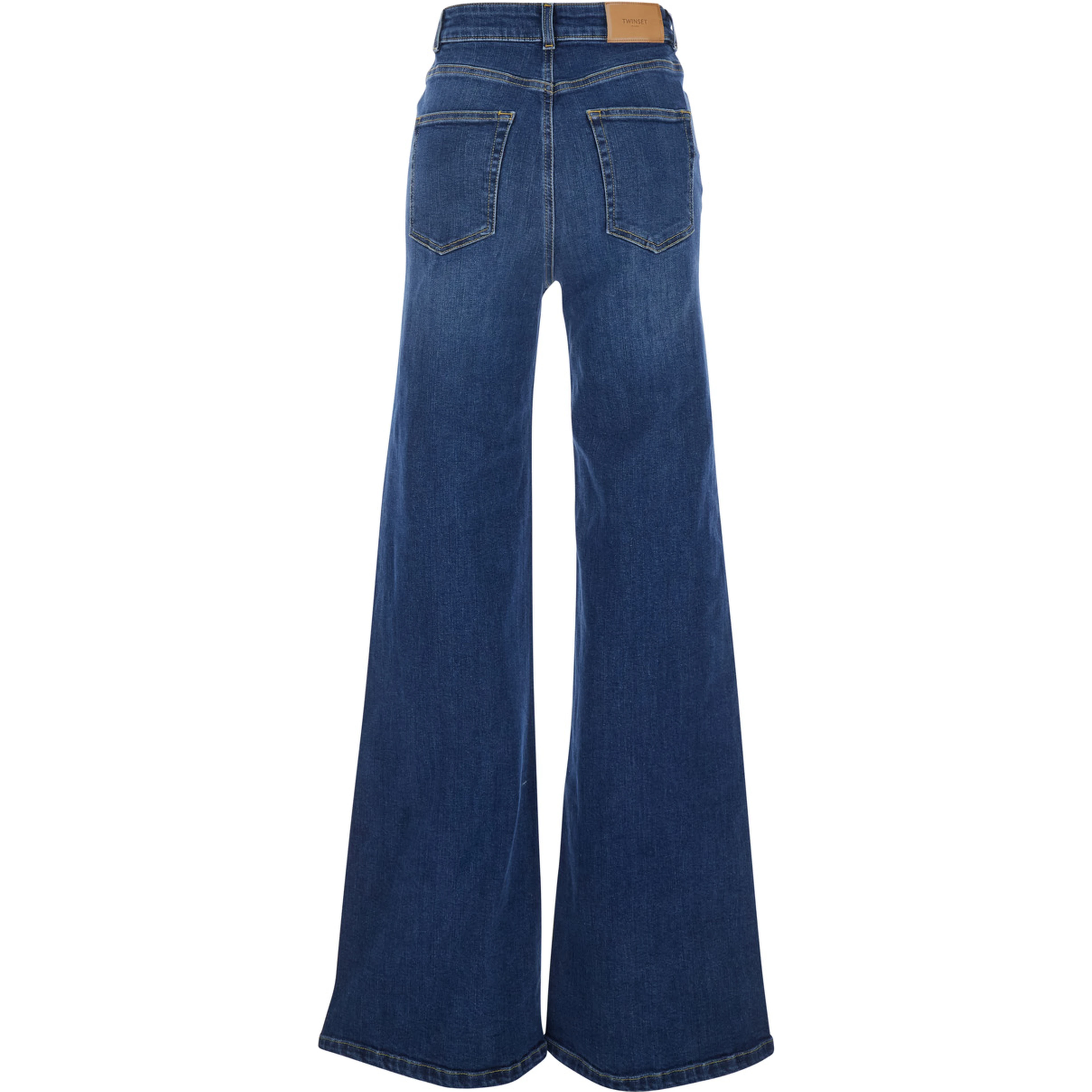 Five-pocket design jeans with faded effect in blue denim for women