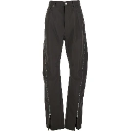 Bolan Banana Pants with Zip Details in Brown Stretch Cotton for Men