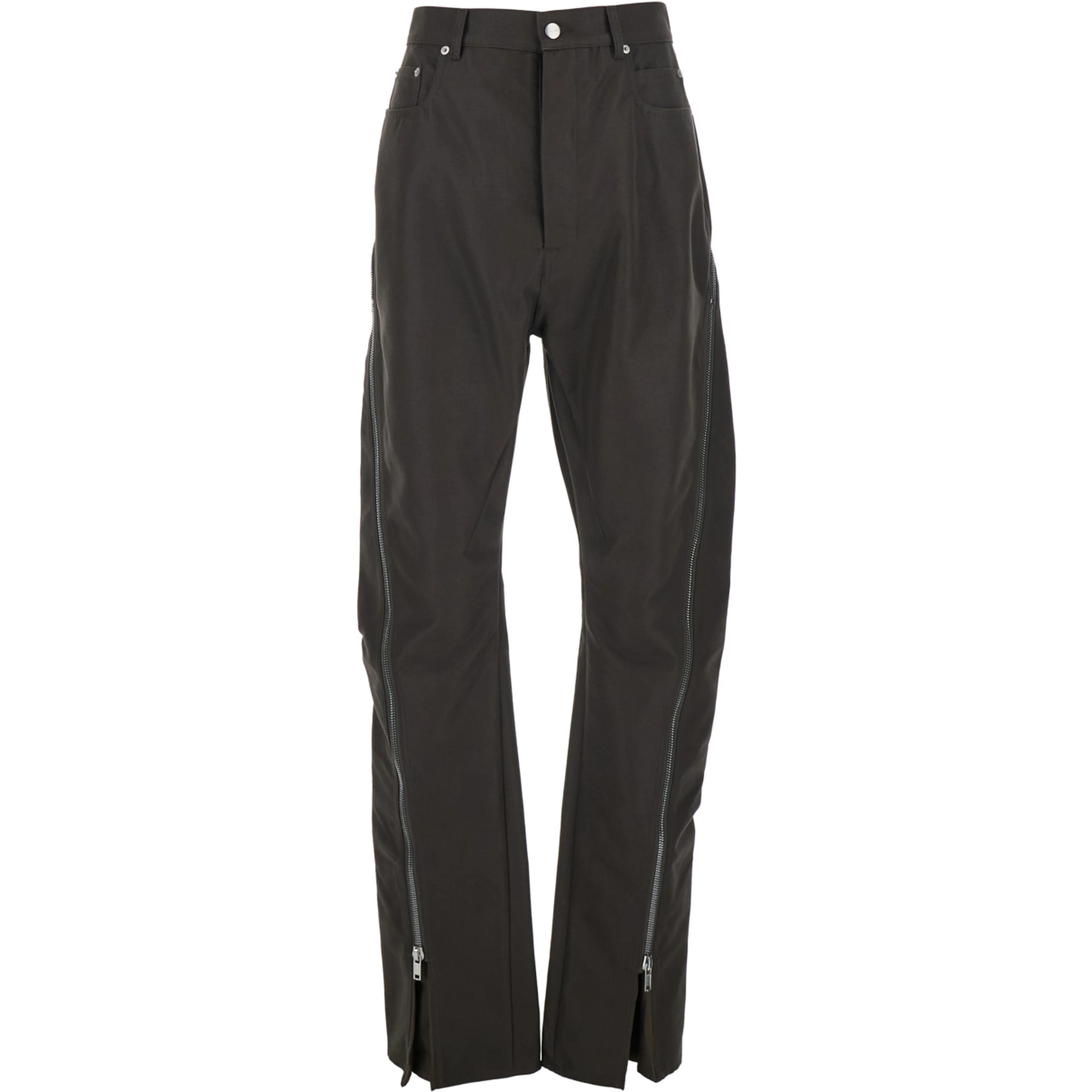 Bolan Banana Pants with Zip Details in Brown Stretch Cotton for Men