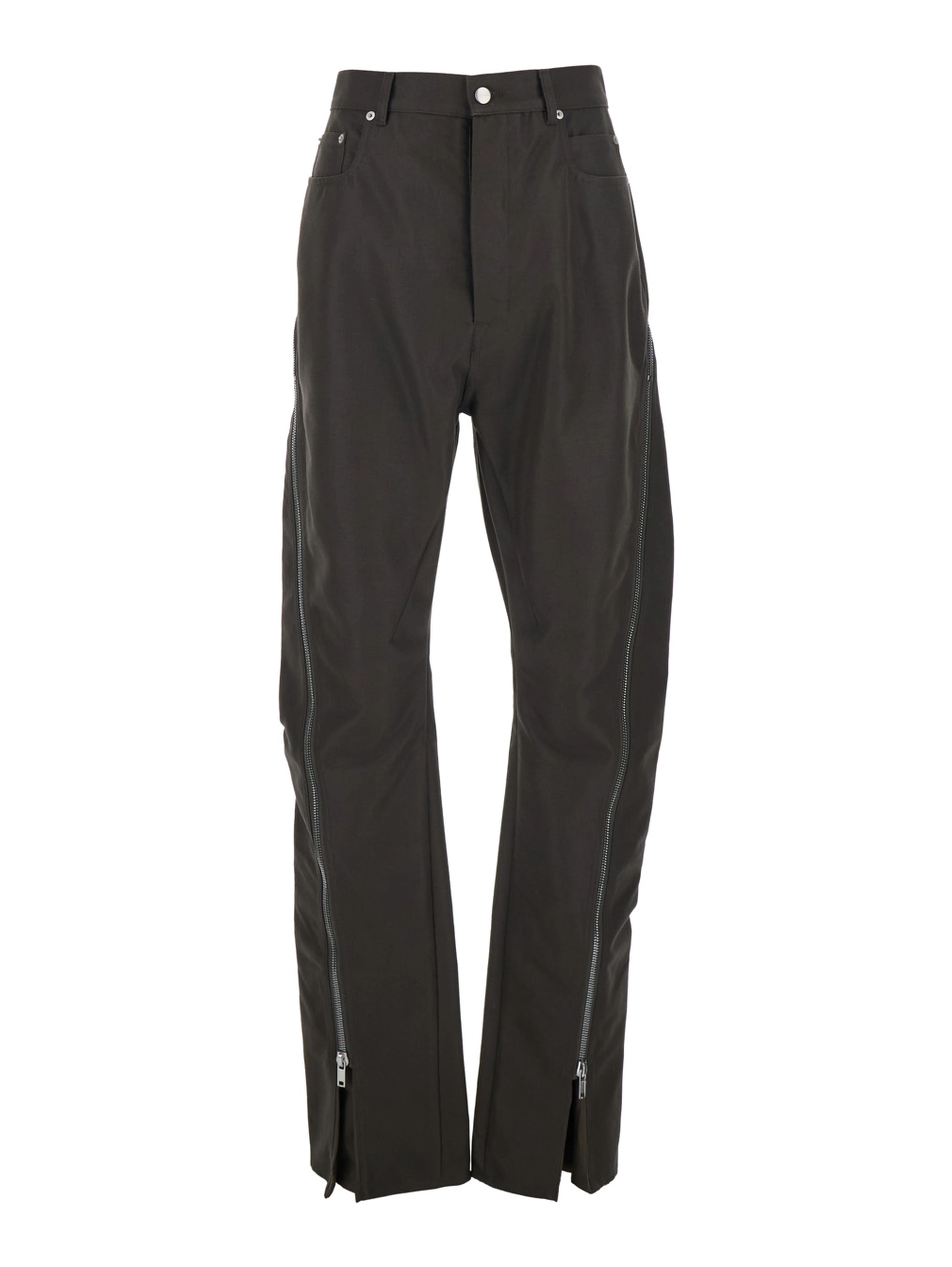 Bolan Banana Pants with Zip Details in Brown Stretch Cotton for Men