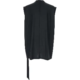 Black Crew Neck T-shirt with Raised Collar in Tech Fabric for Men