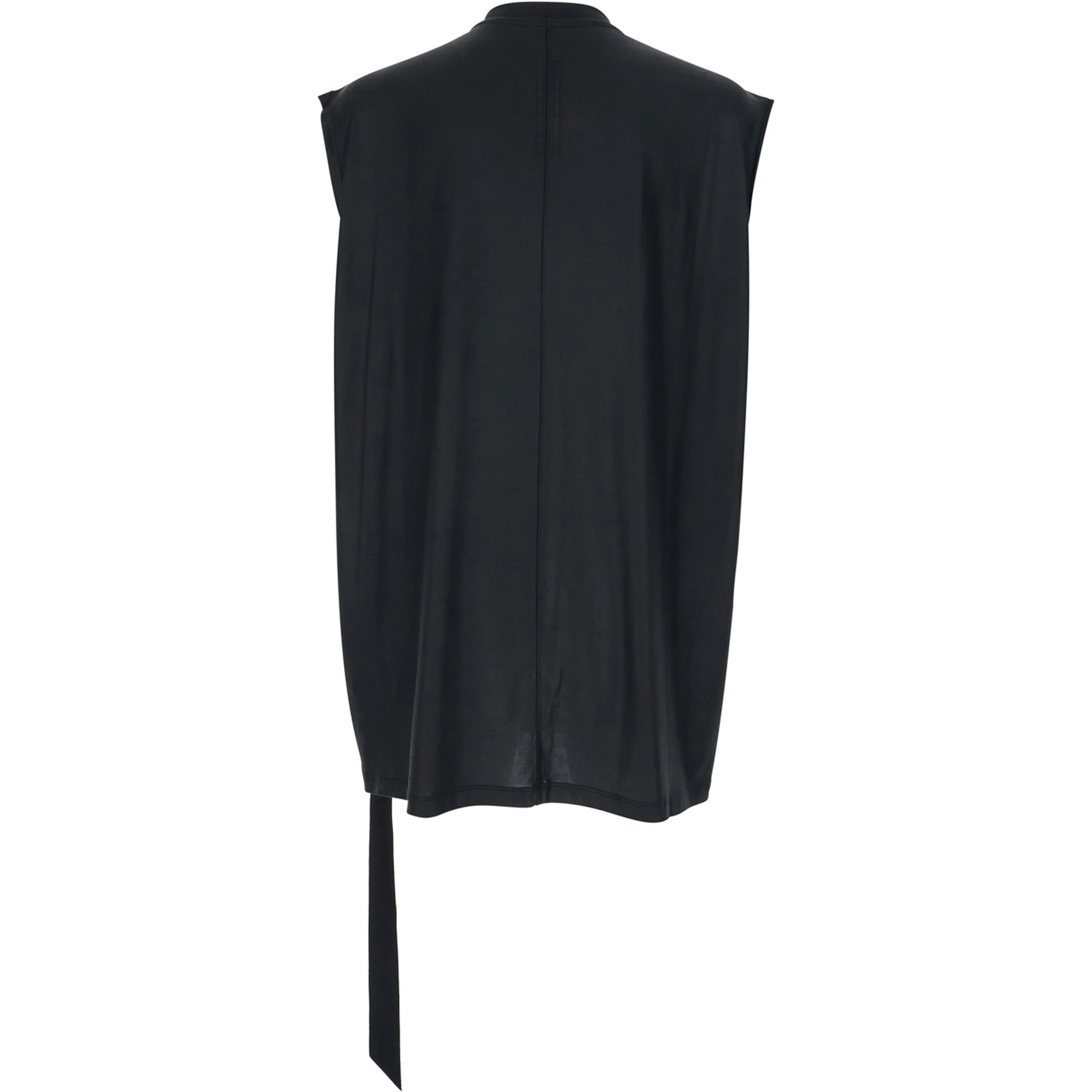 Black Crew Neck T-shirt with Raised Collar in Tech Fabric for Men