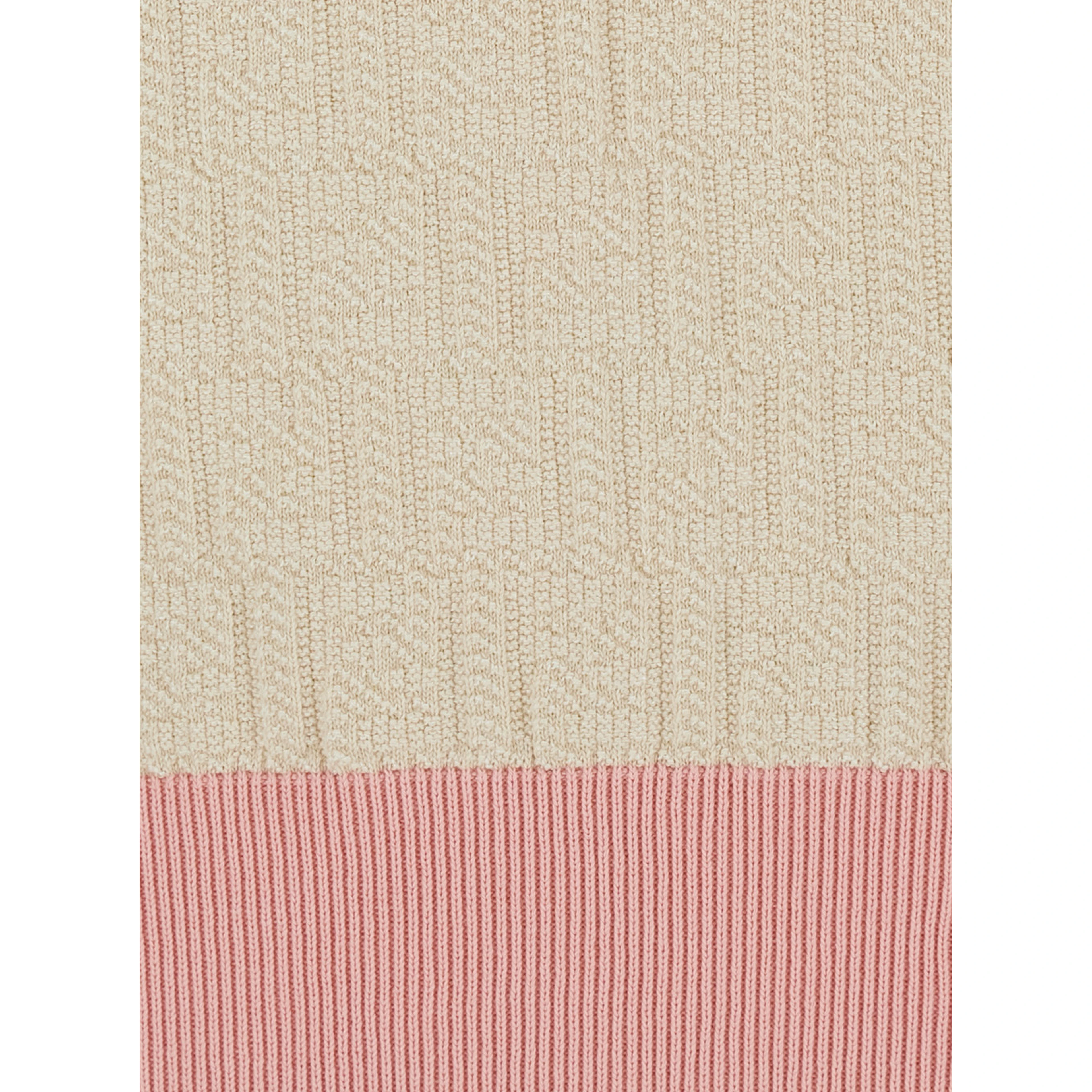 Beige Long-Sleeved Sweater with V-Neck and All-Over FF Motif in Cotton Women