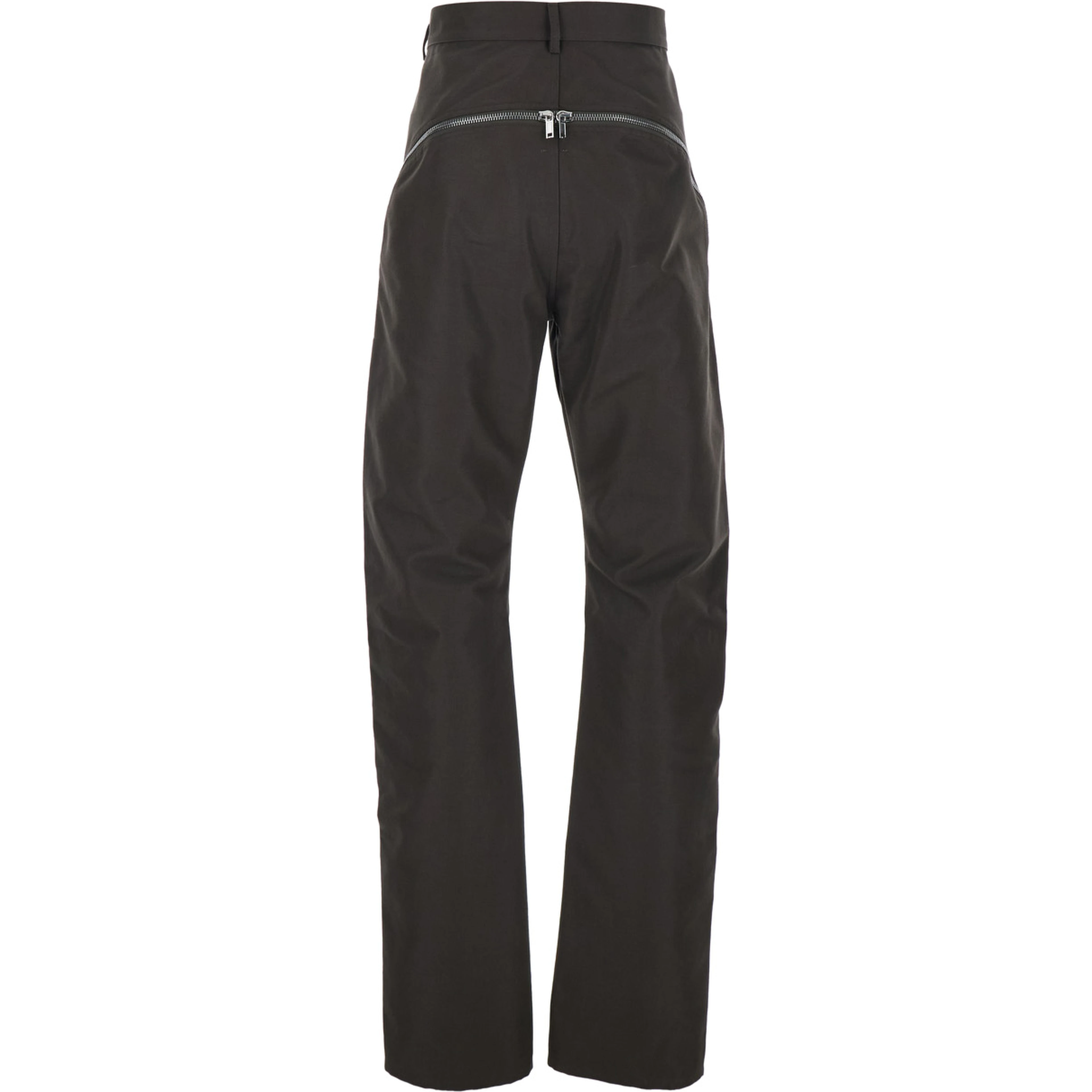 Bolan Banana Pants with Zip Details in Brown Stretch Cotton for Men