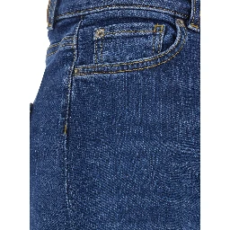 Five-pocket design jeans with faded effect in blue denim for women