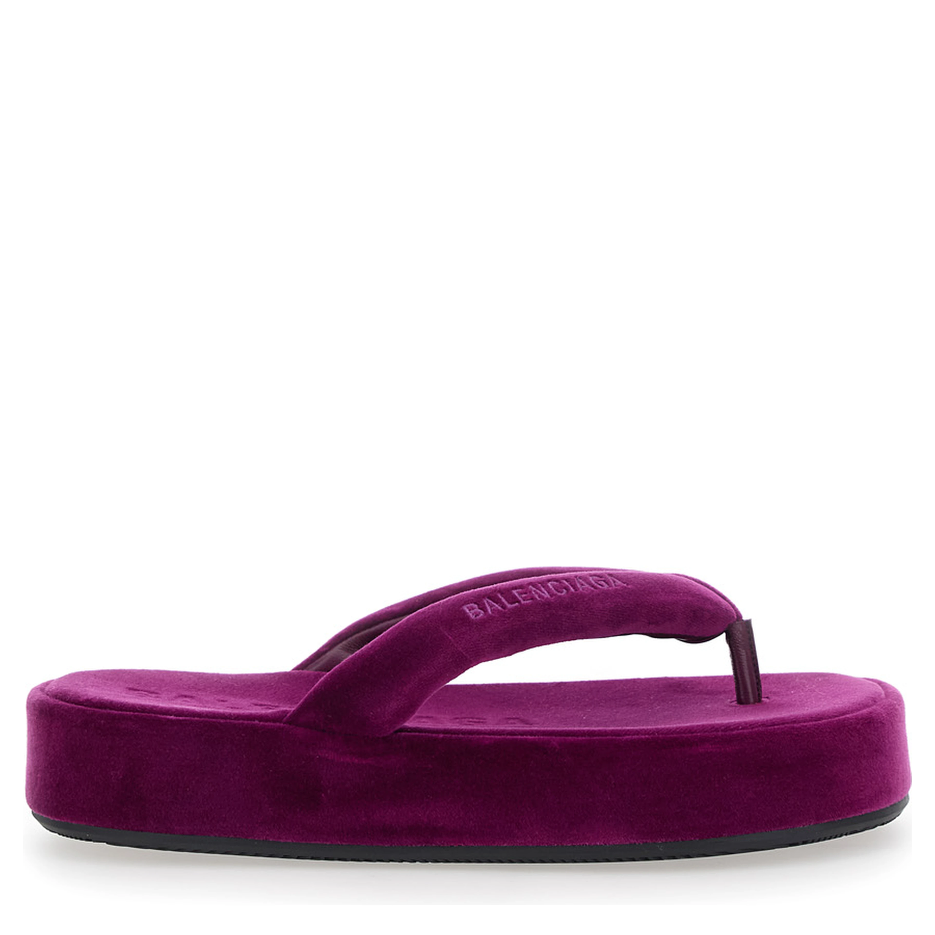 Jet Leg Violet sandals with Thong Design and Logo Lettering on the Strap in Cotton Blend for Women