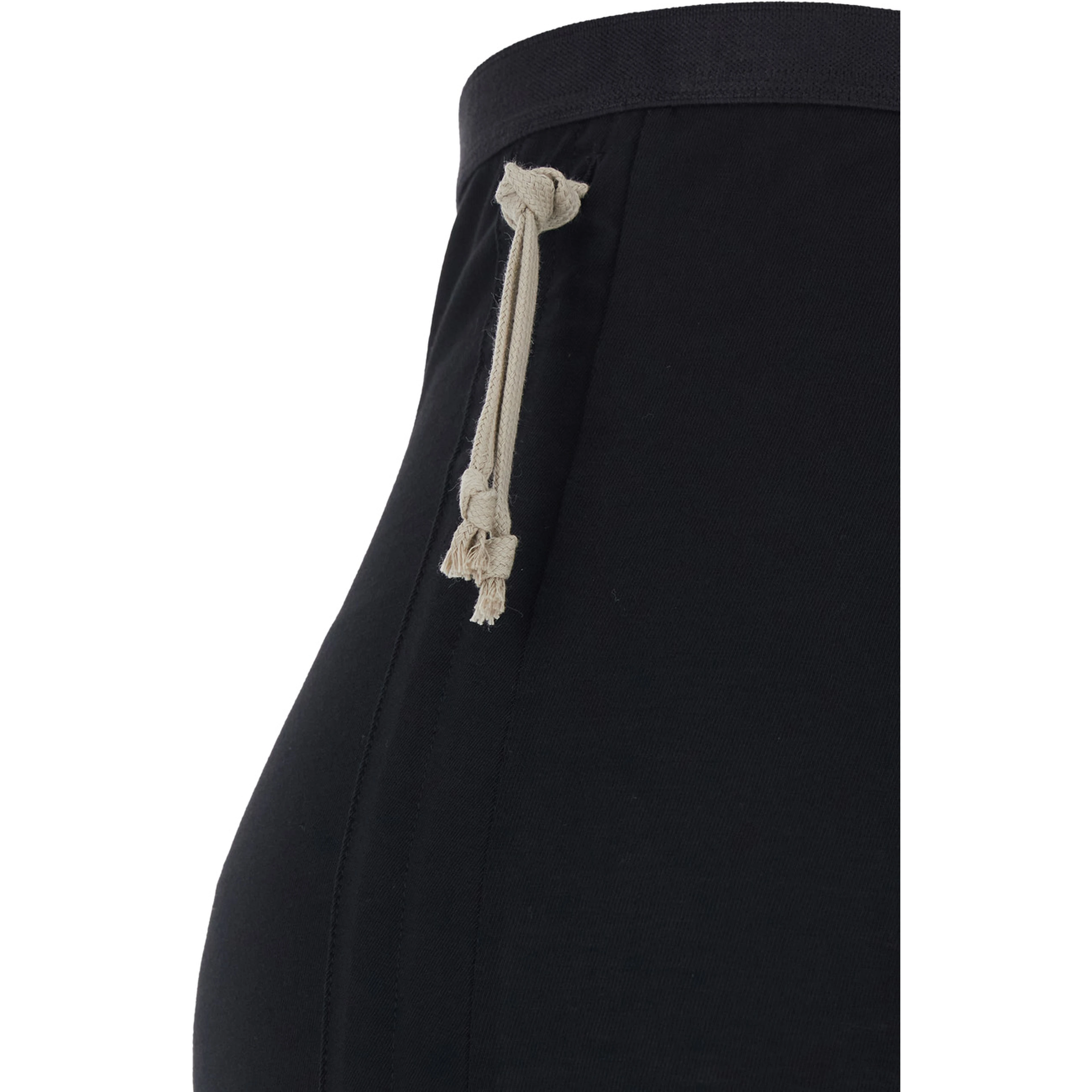 Long Skirt with Side Drawstring Closure and Straight Hem in Black Cotton for Women