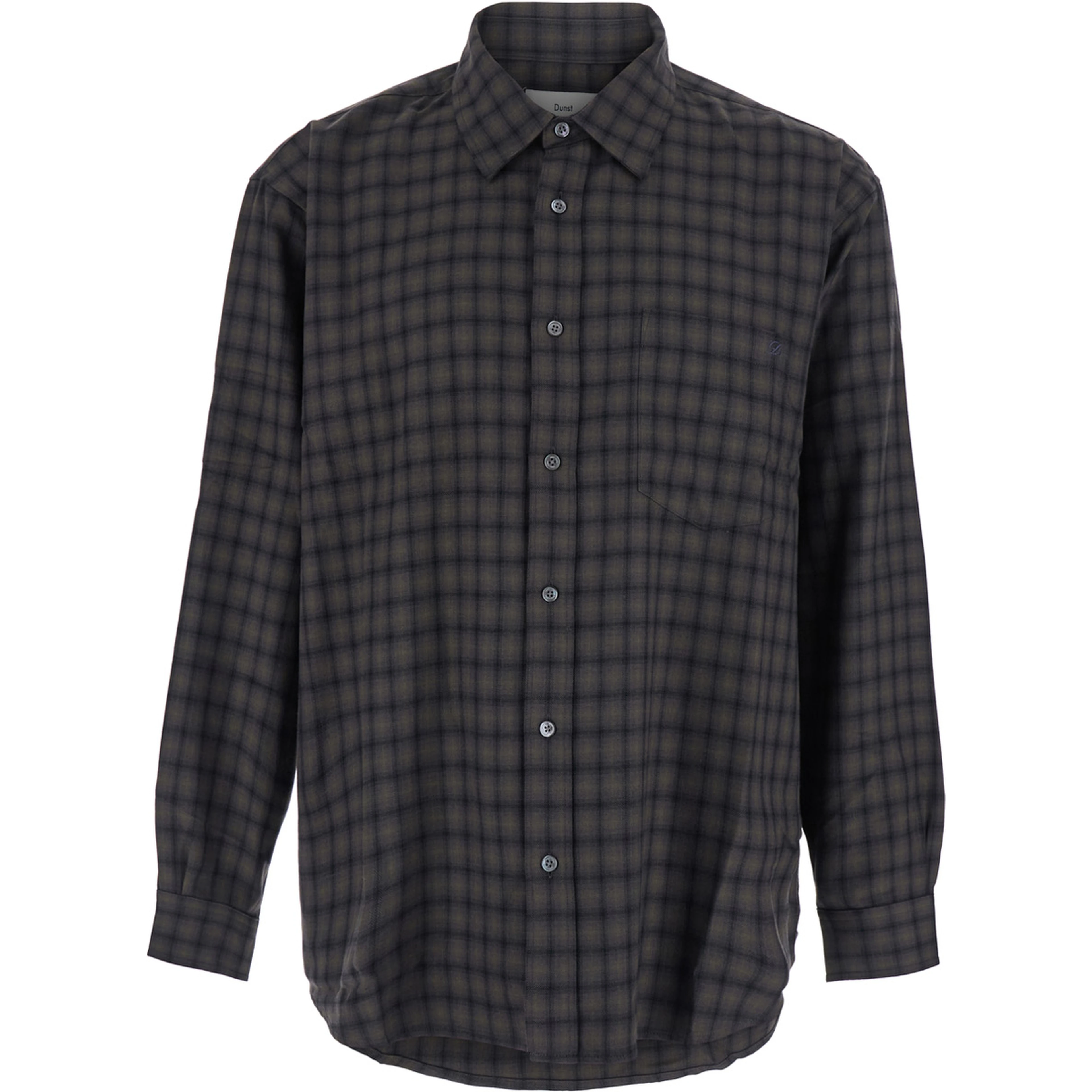 UNISEX CHECKED FLANNEL SHIRT with collar and long sleeves in polyester and rayon green unisex