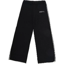 Black Pants with contrasting stripes on the side and logo lettering on the front in wool blend Girl