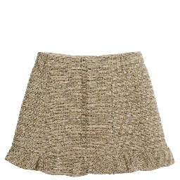 beige Skirt with logo patch on the front in Tech Fabric and wool for Girl