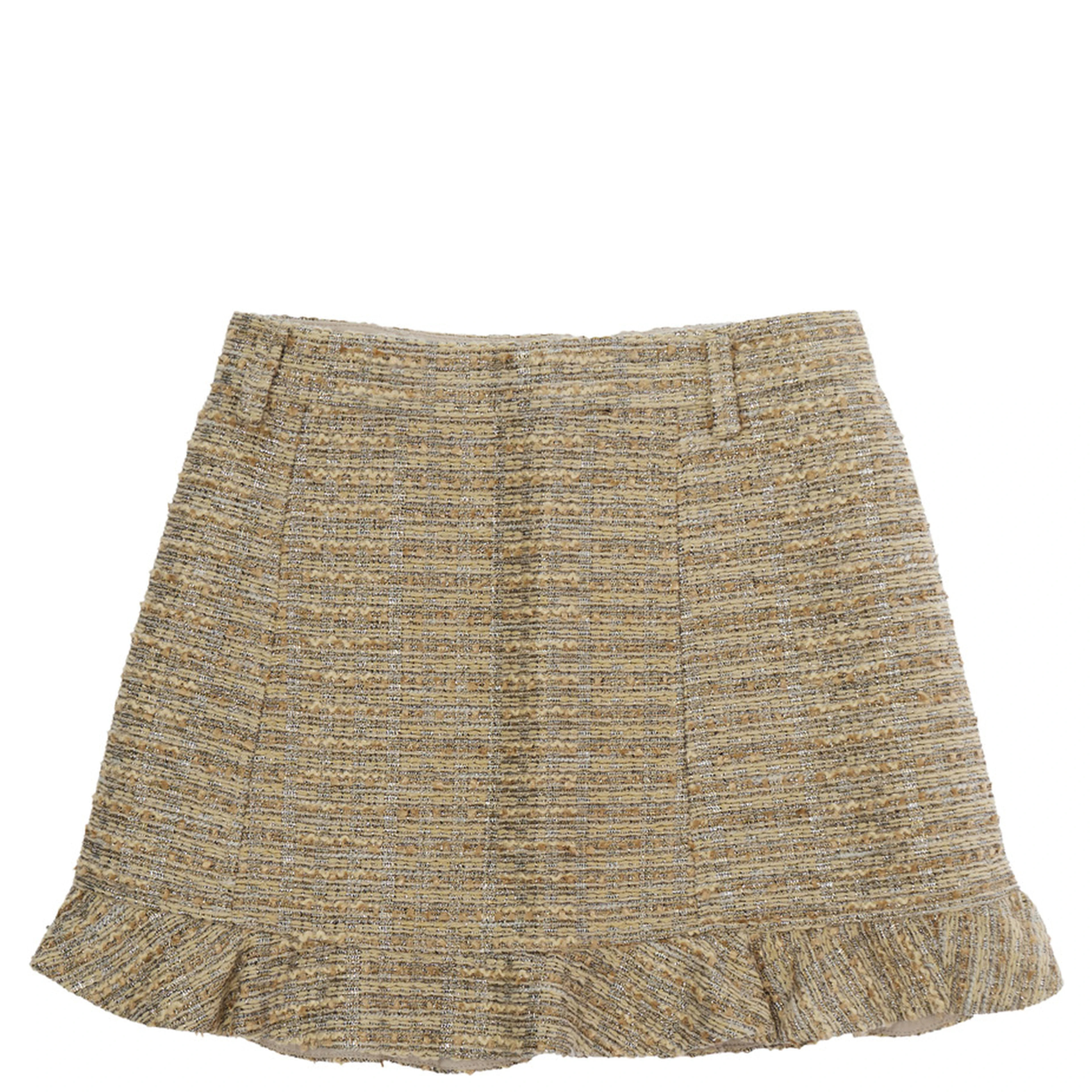 beige Skirt with logo patch on the front in Tech Fabric and wool for Girl