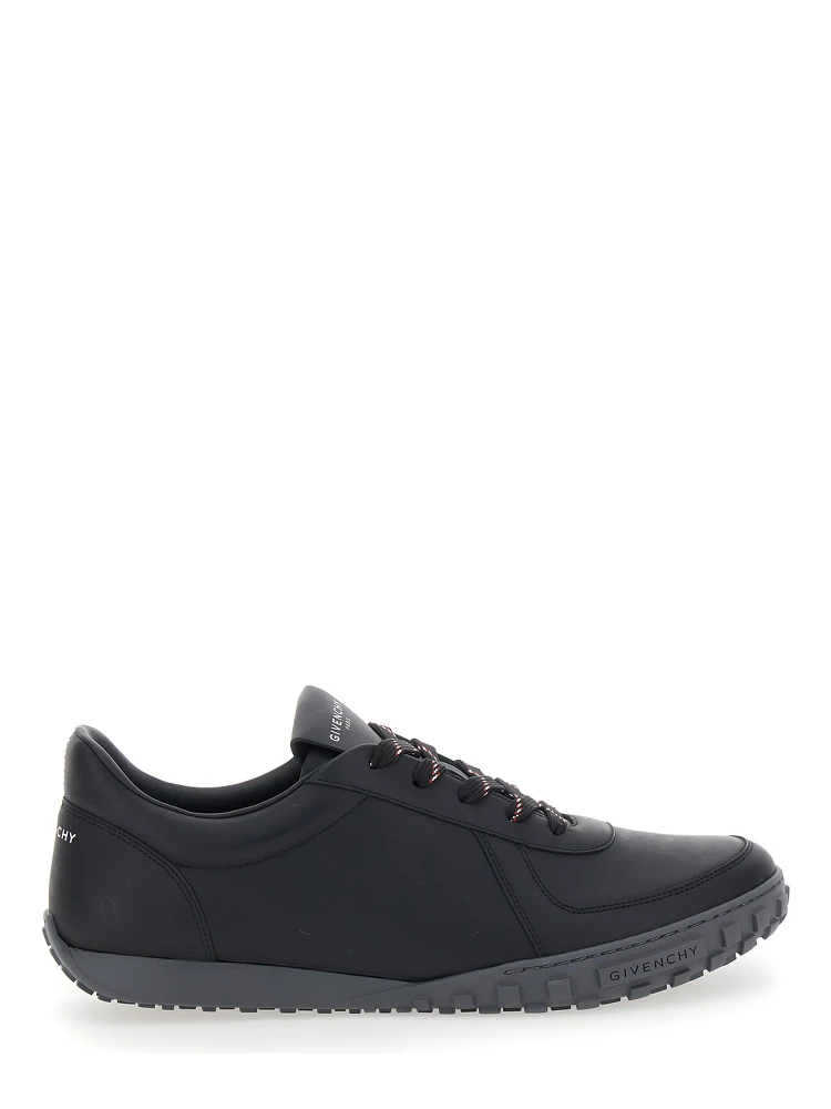 Glide black  low top sneakers with logo lettering on the tongue and heel in leather for men
