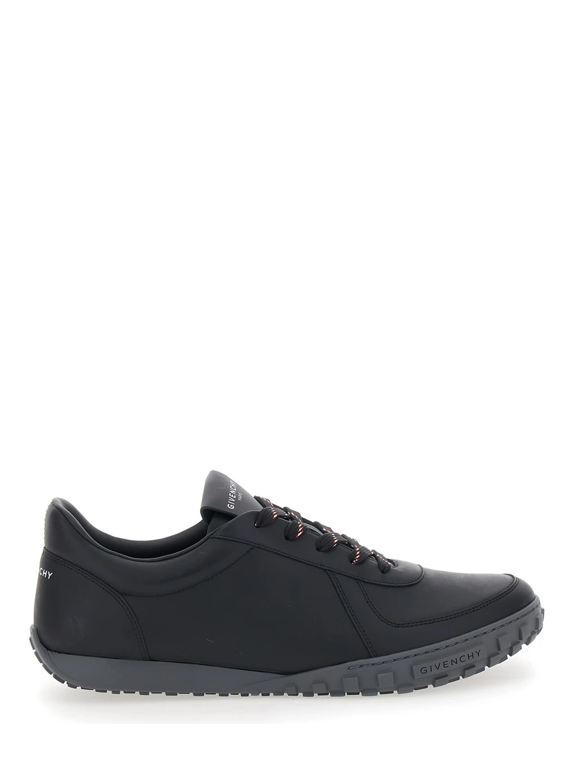 Glide black  low top sneakers with logo lettering on the tongue and heel in leather for men