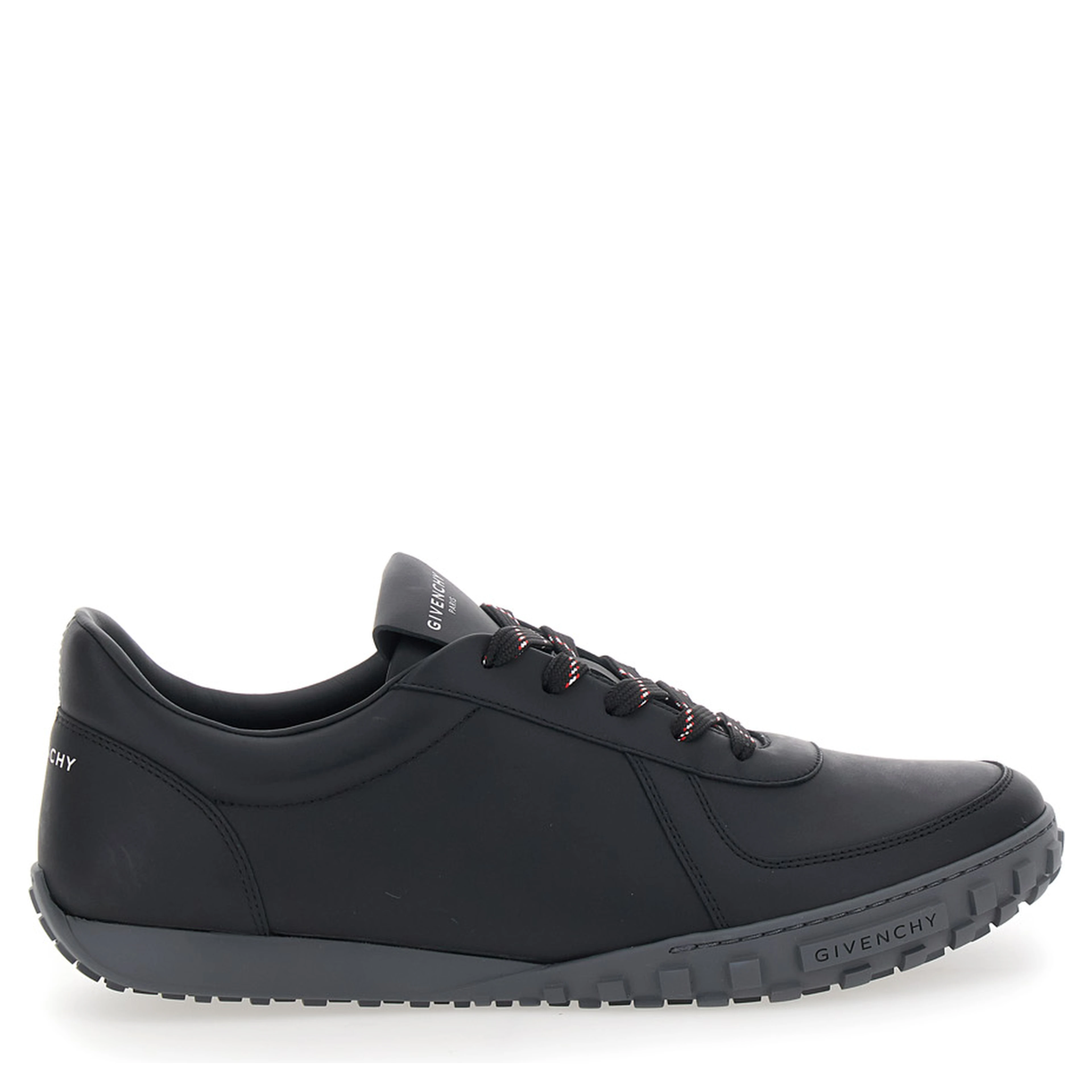Glide black  low top sneakers with logo lettering on the tongue and heel in leather for men
