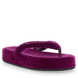 Jet Leg Violet sandals with Thong Design and Logo Lettering on the Strap in Cotton Blend for Women