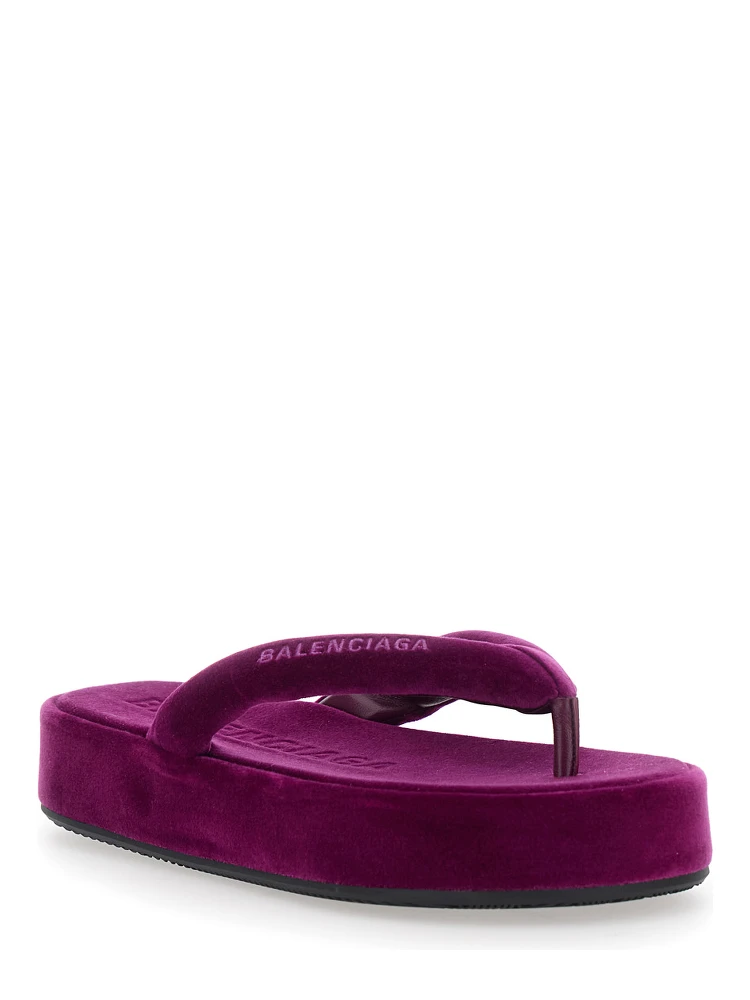 Jet Leg Violet sandals with Thong Design and Logo Lettering on the Strap in Cotton Blend for Women alternative