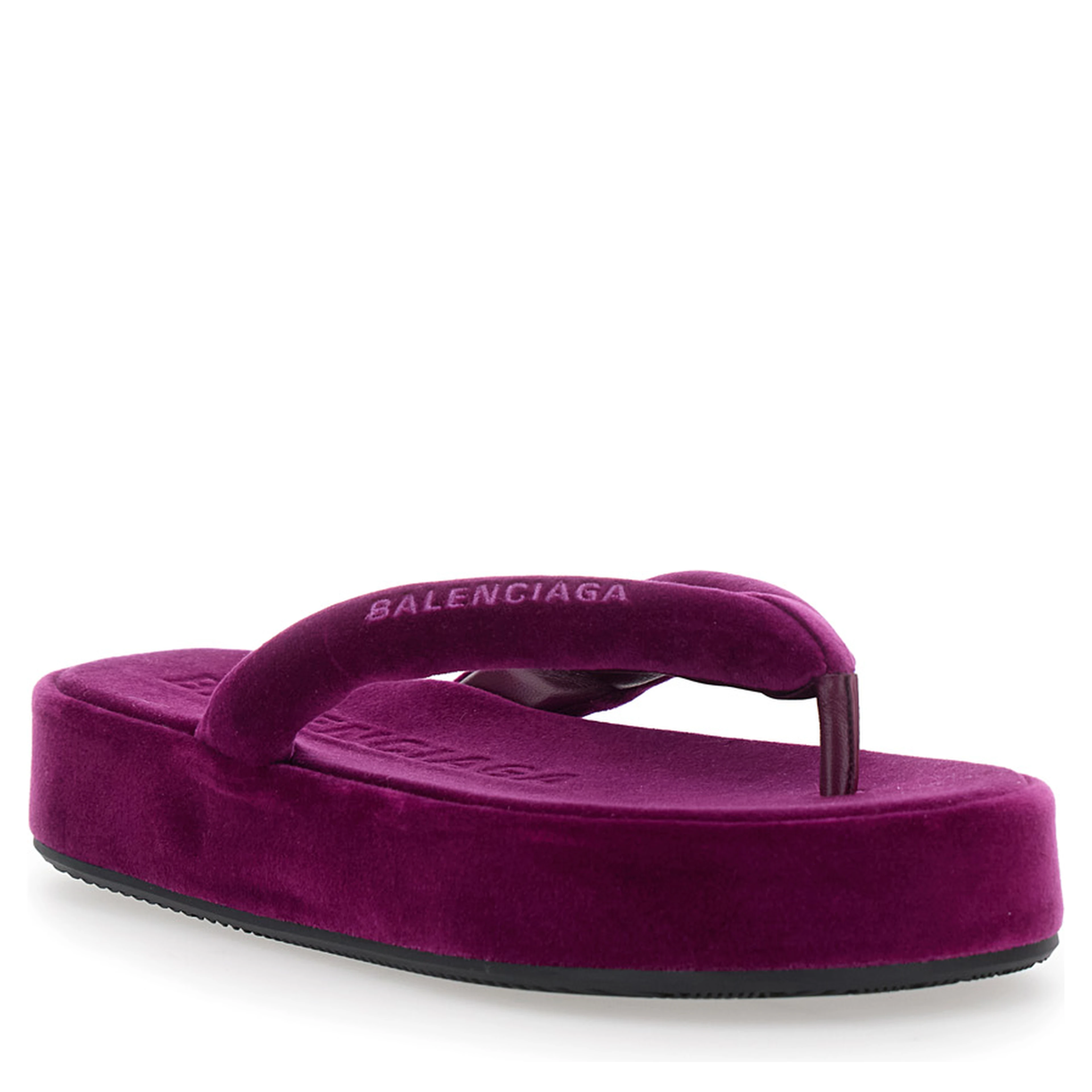 Jet Leg Violet sandals with Thong Design and Logo Lettering on the Strap in Cotton Blend for Women
